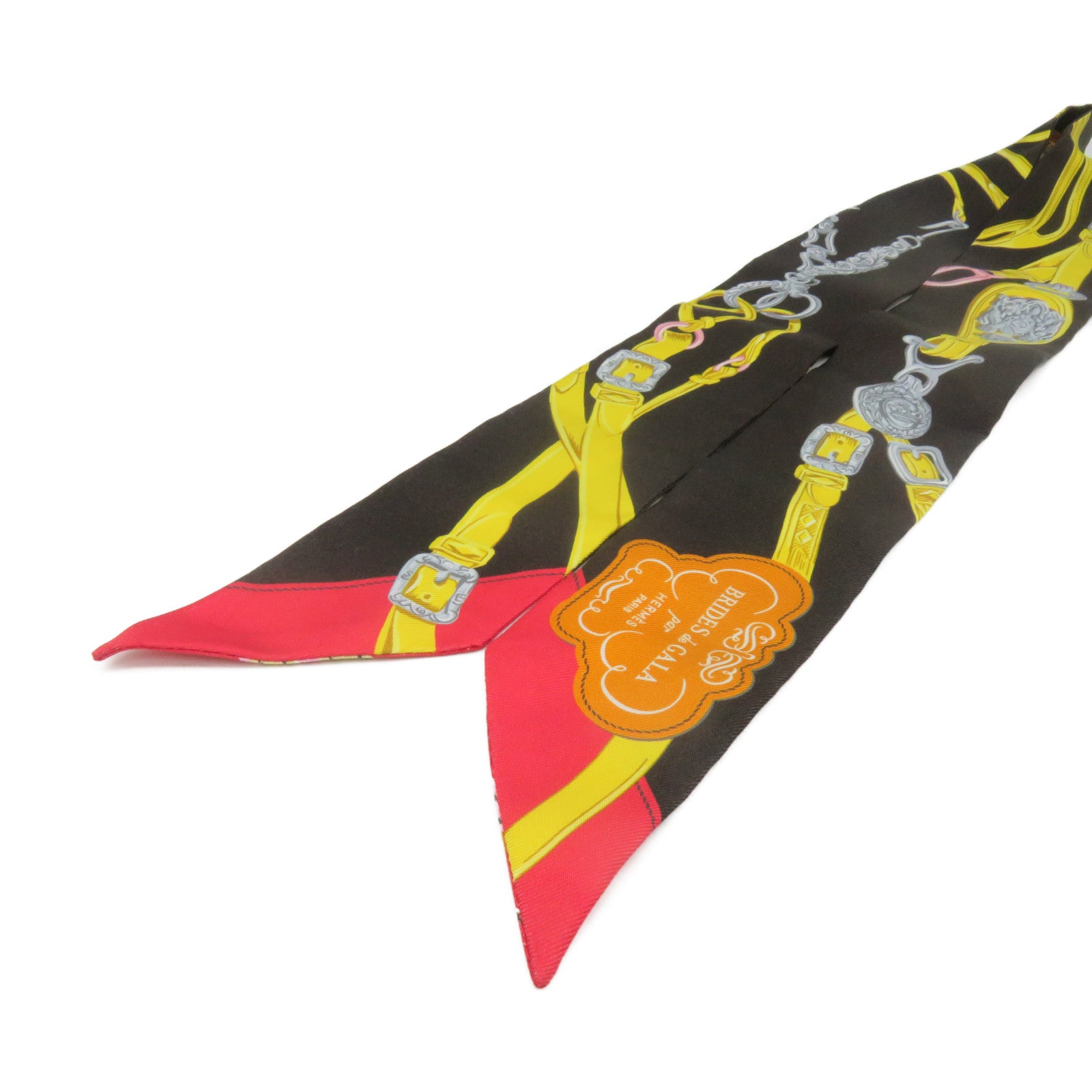 HERMES Silk Twilly Scarf Black/Color