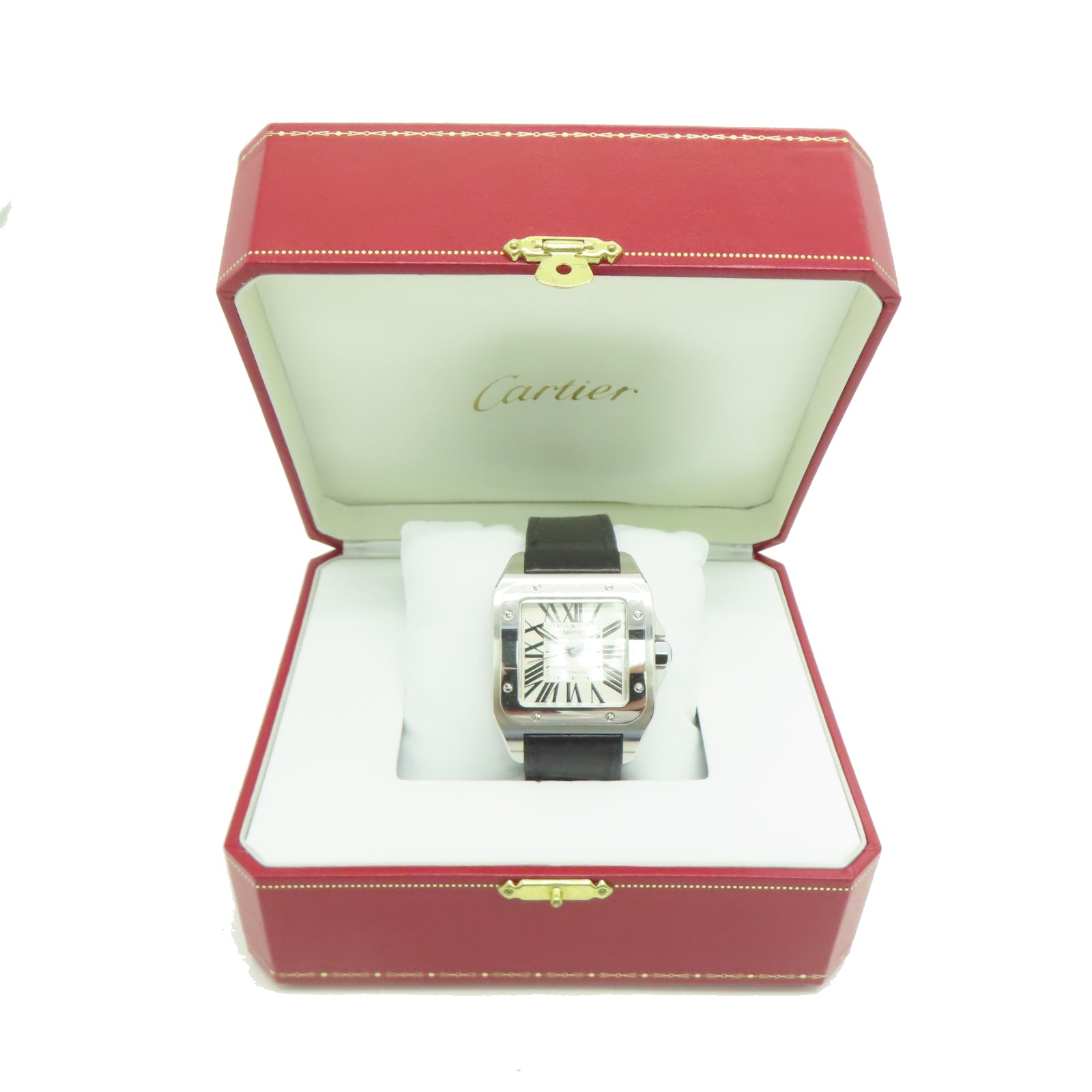 CARTIER Santos 100 Stainless Steel Watch Automatic Movement White