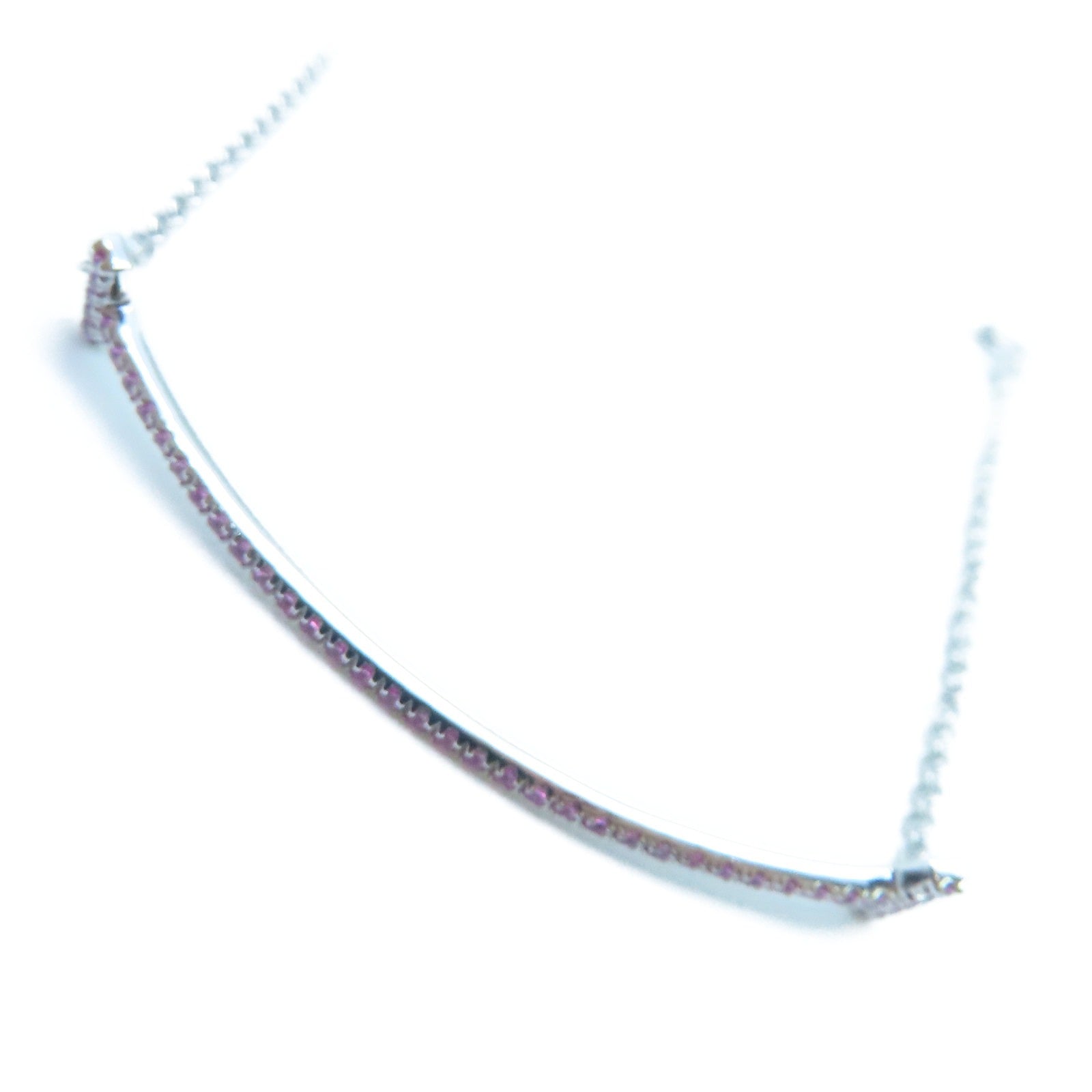 TIFFANY＆CO 18K白金T Smile Pink Sapphire Bracelet 手鐲
