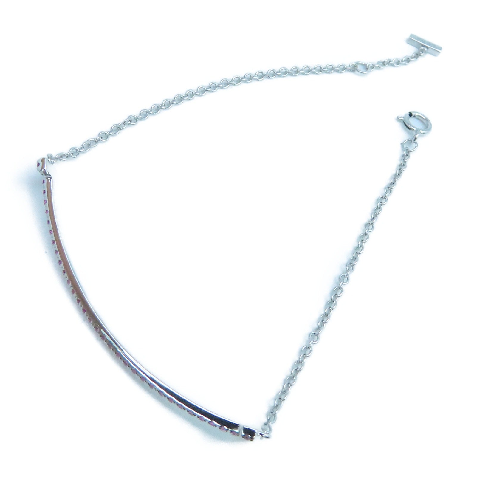 TIFFANY＆CO 18K白金T Smile Pink Sapphire Bracelet 手鐲