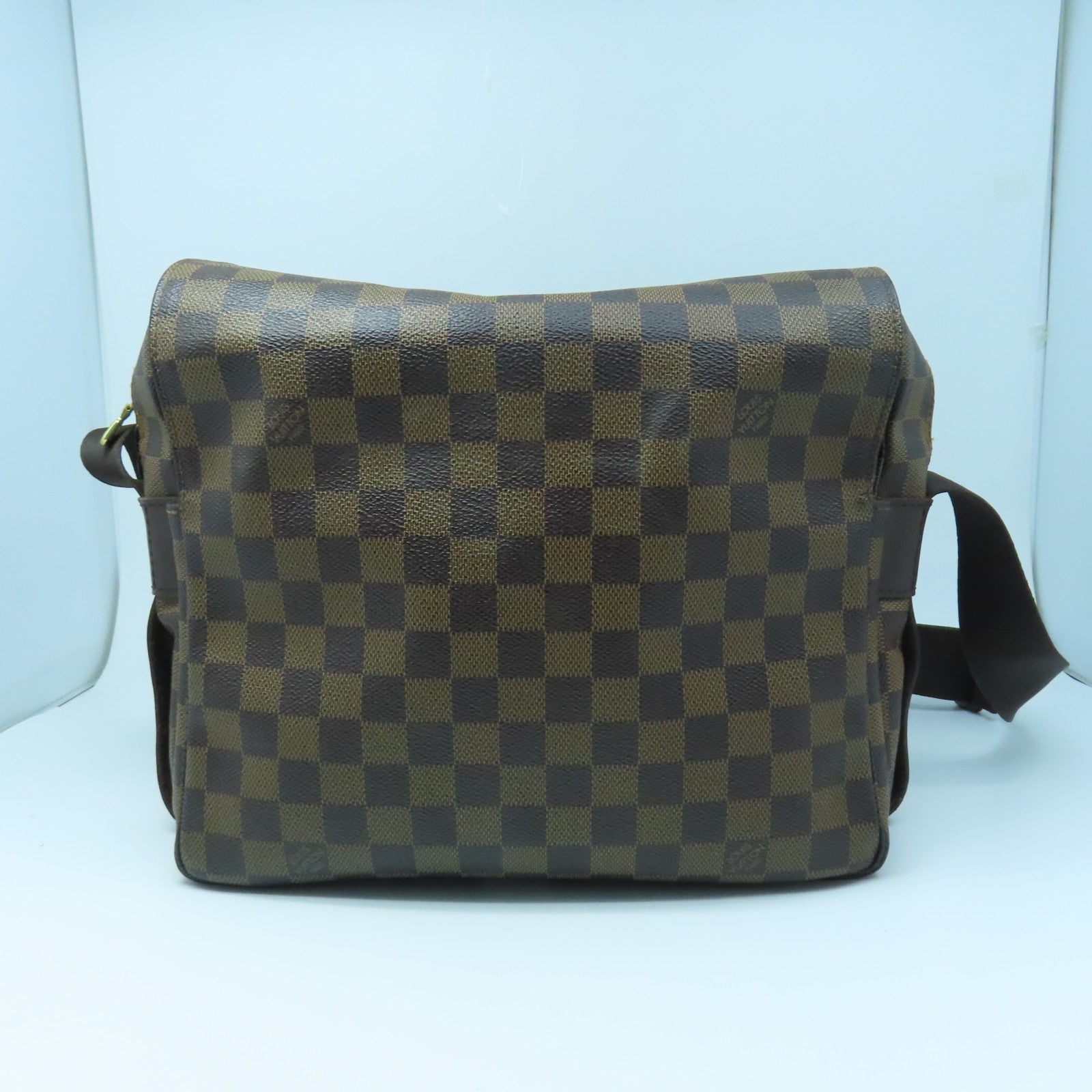 LOUIS VUITTON Damier Naviglio Gold Buckle Shoulder Bag Brown