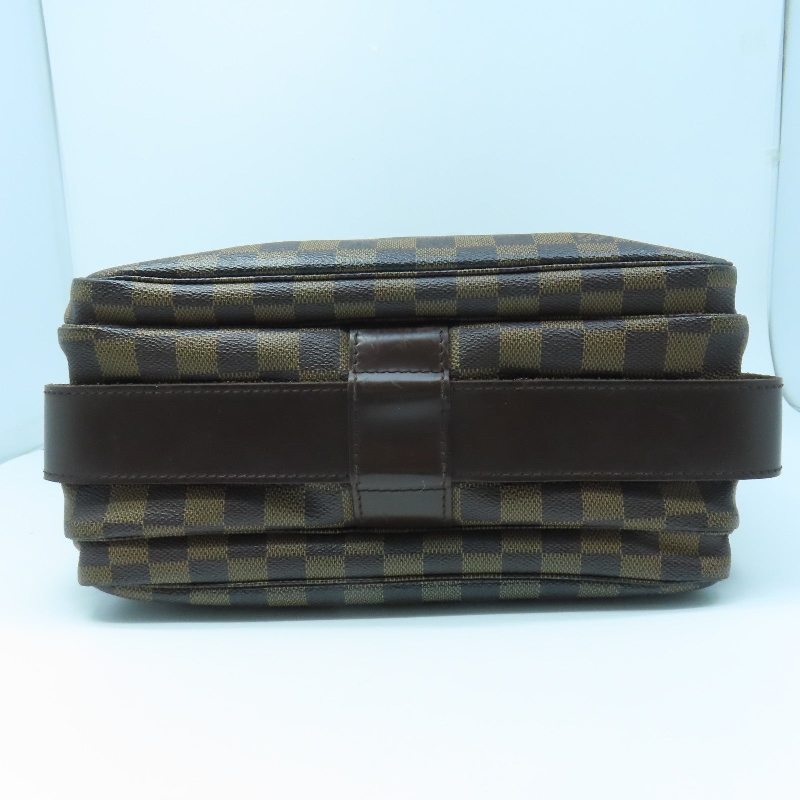 LOUIS VUITTON Damier Naviglio Gold Buckle Shoulder Bag Brown