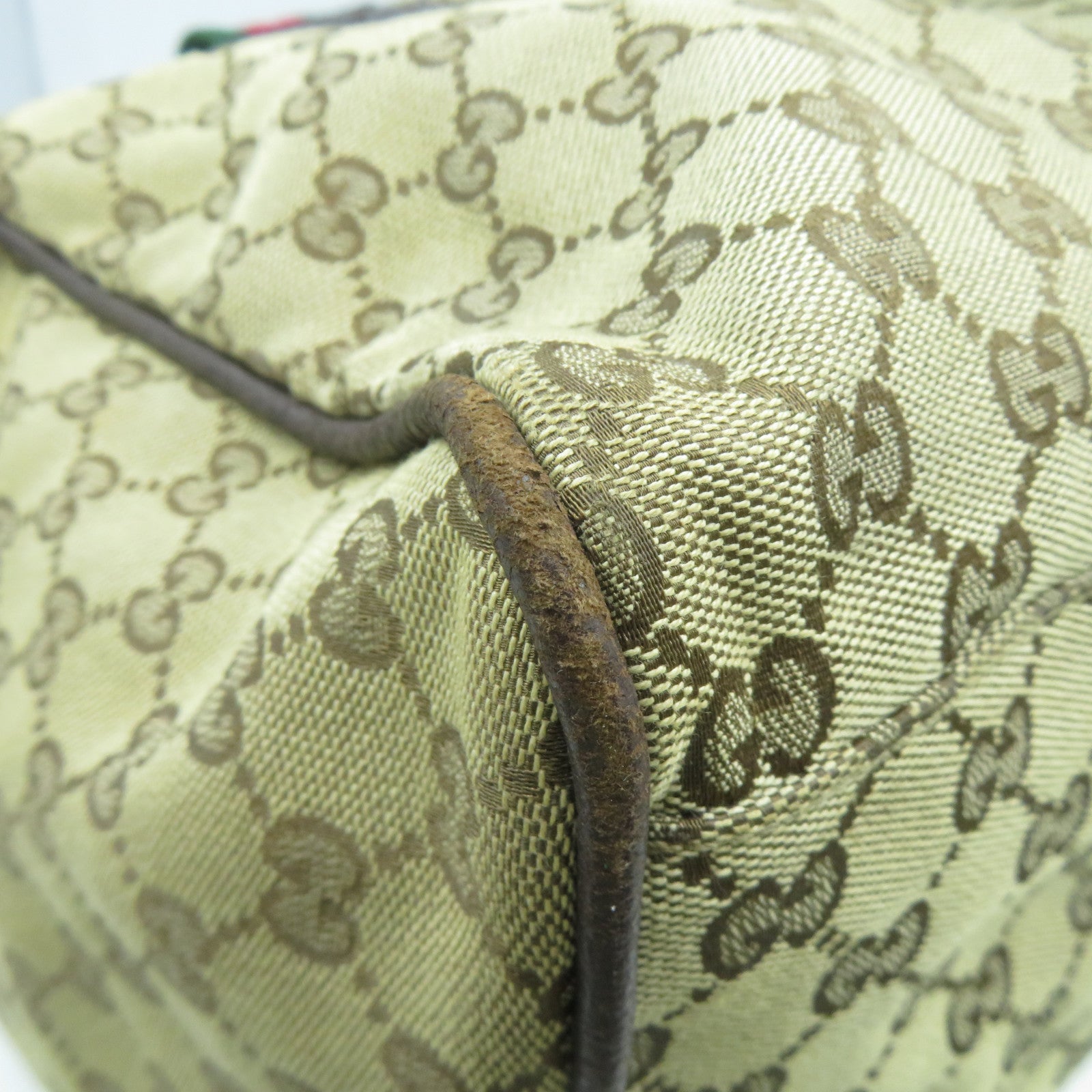 GUCCI 帆布Tote Bag銀扣手挽袋啡色