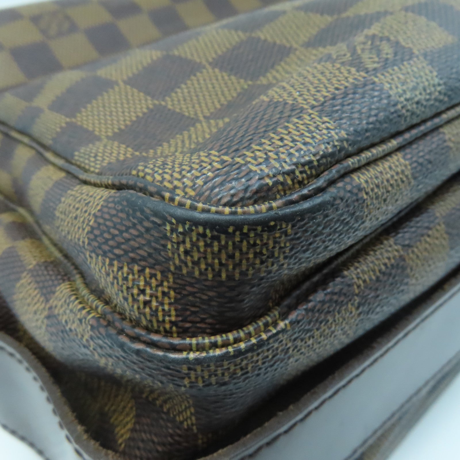 LOUIS VUITTON Damier Naviglio Gold Buckle Shoulder Bag Brown