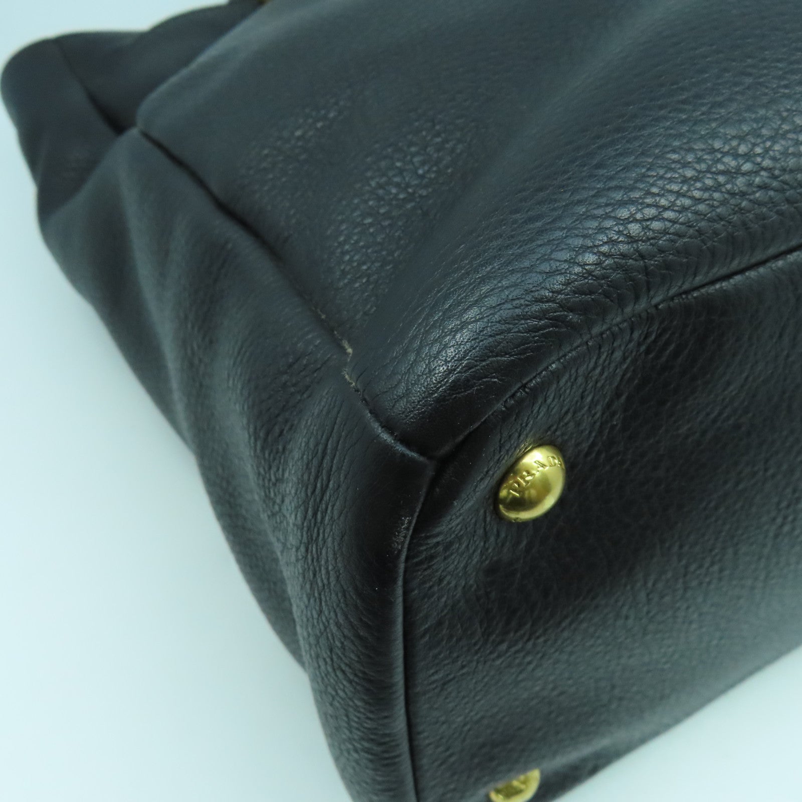 PRADA 【激減優惠】牛皮皮革2 Way Shoulder Bag金扣手挽肩背兩用袋黑色
