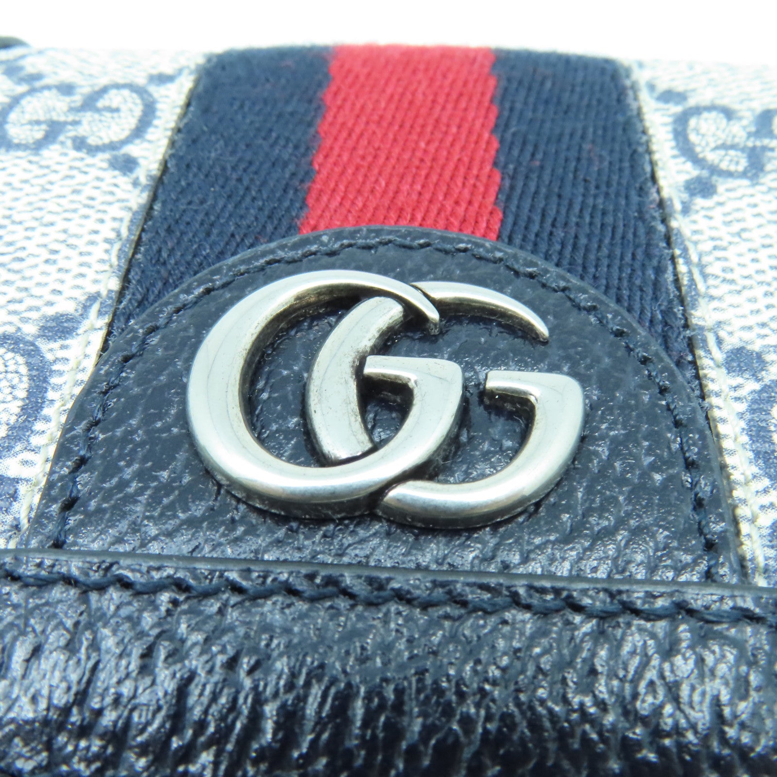 GUCCI 牛皮皮革GG Supreme Wallet銀扣錢包黑色