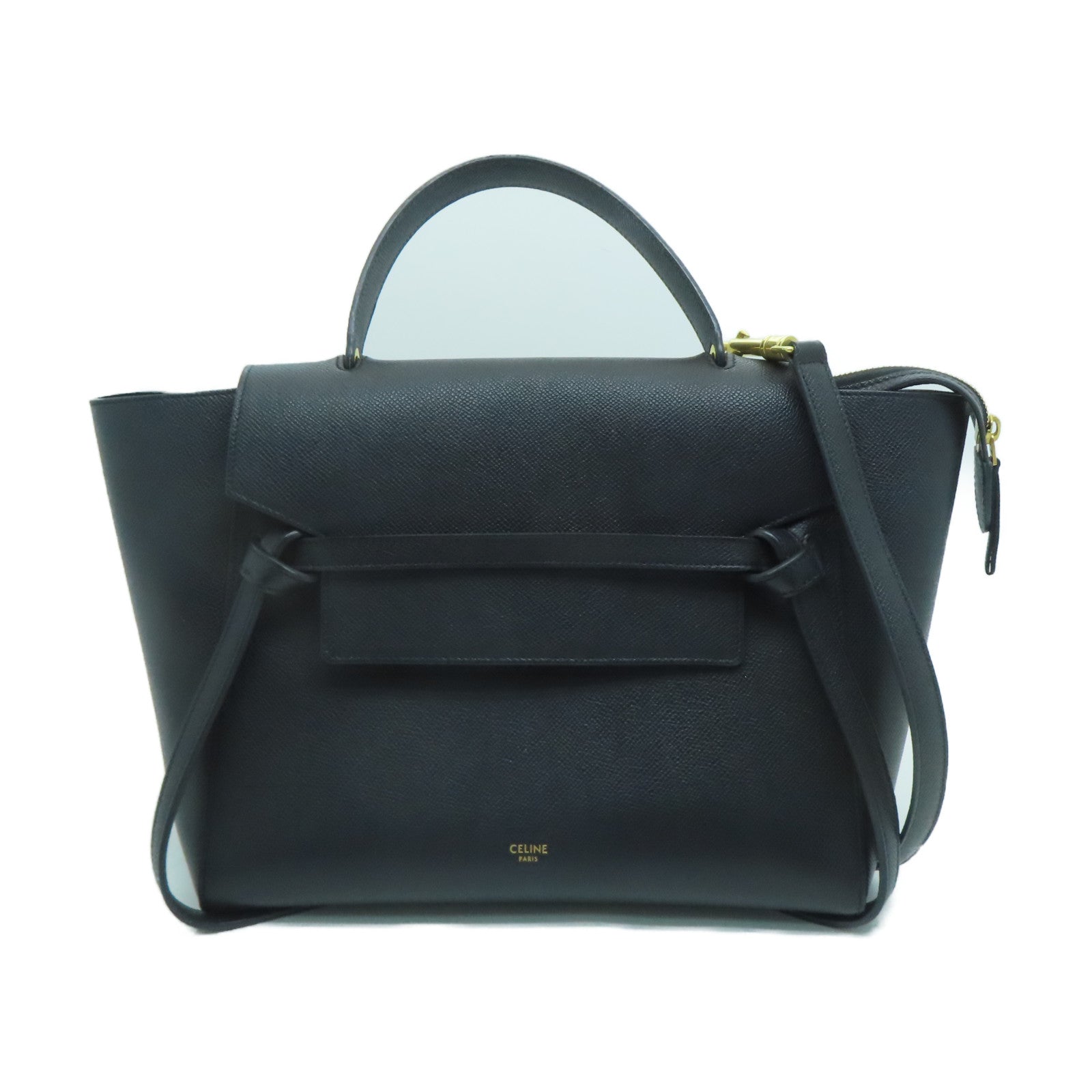 CELINE 【激減優惠】牛皮皮革Belt Bag金扣手挽肩背兩用袋黑色