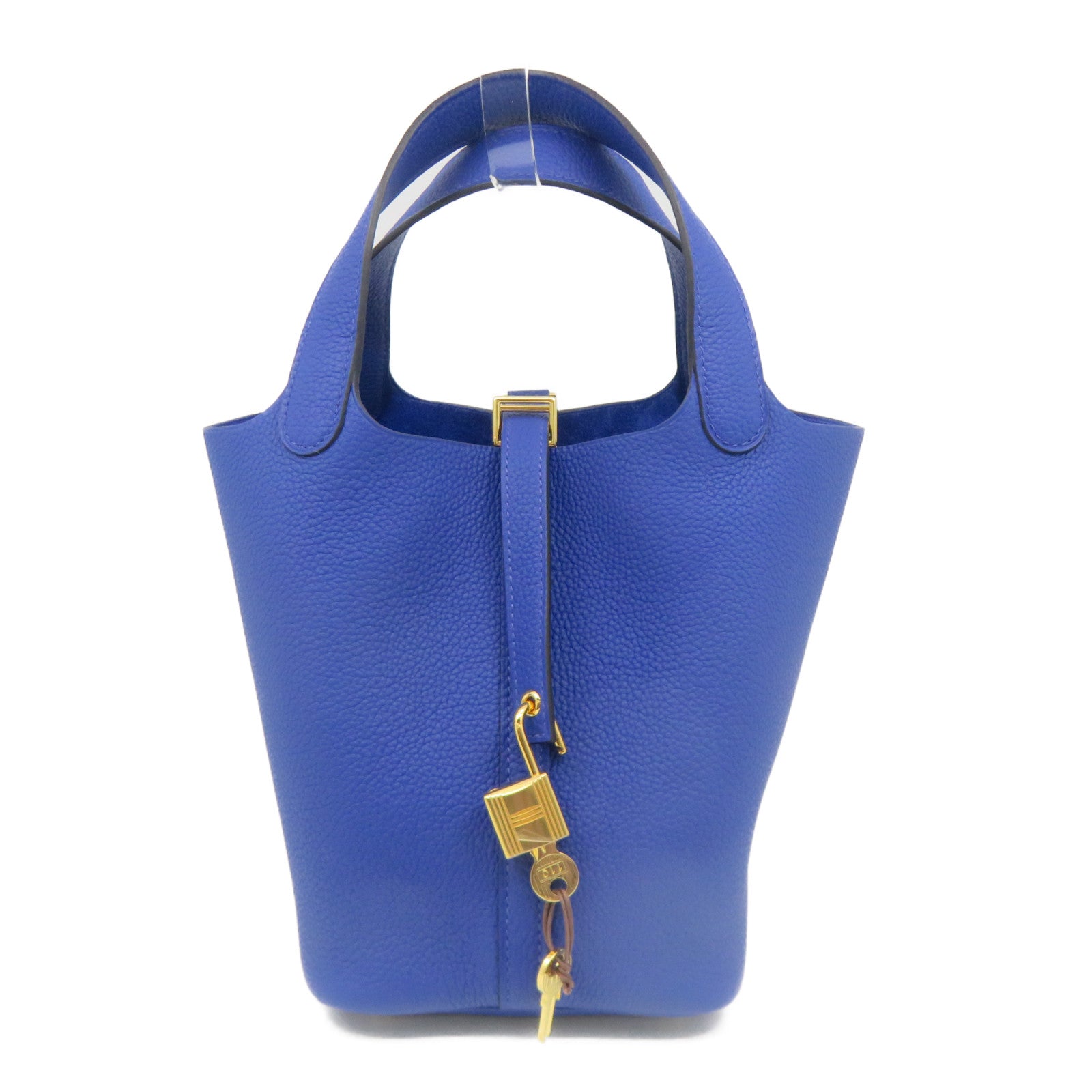 HERMES 【激減優惠】Clemence皮革Picotin PM金扣手挽袋Bleu Royal