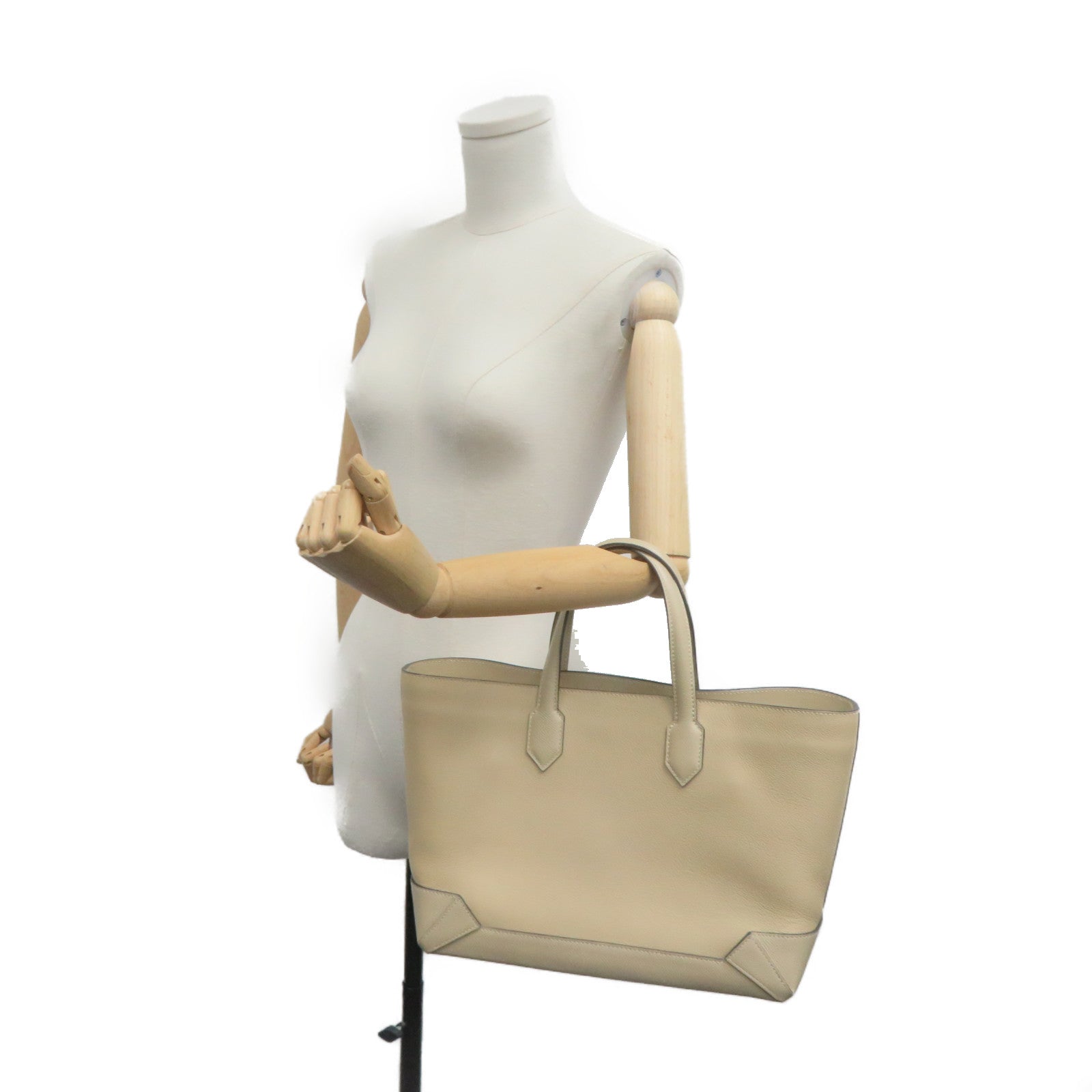 HERMES [Sharp Discount] Evercolor Leather/Epsom Leather MaxiBox Cabas 30 Hand BagTrench Hand Bag Apricot