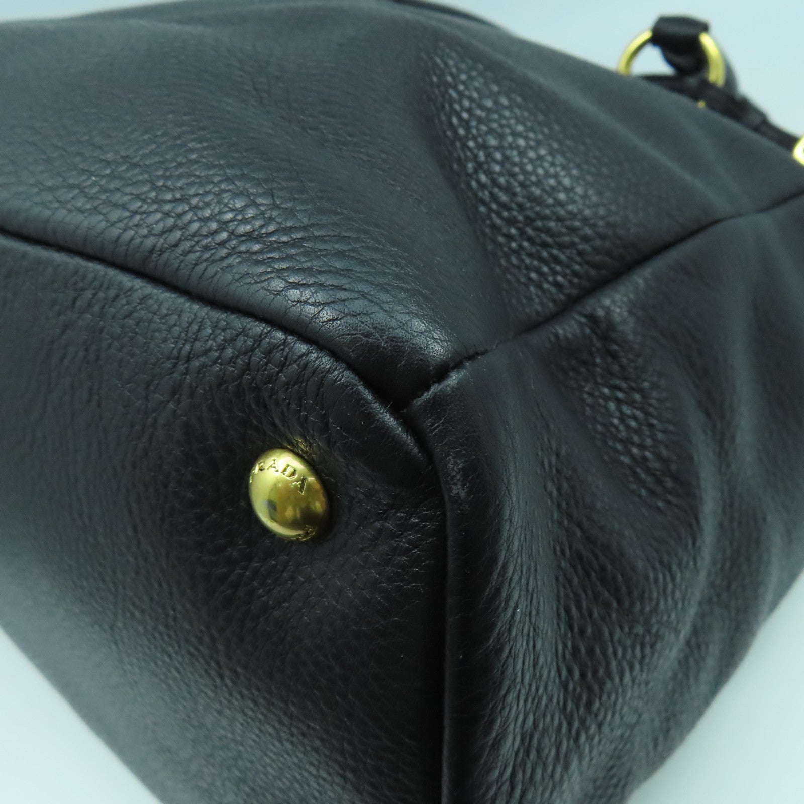 PRADA 【激減優惠】牛皮皮革2 Way Shoulder Bag金扣手挽肩背兩用袋黑色