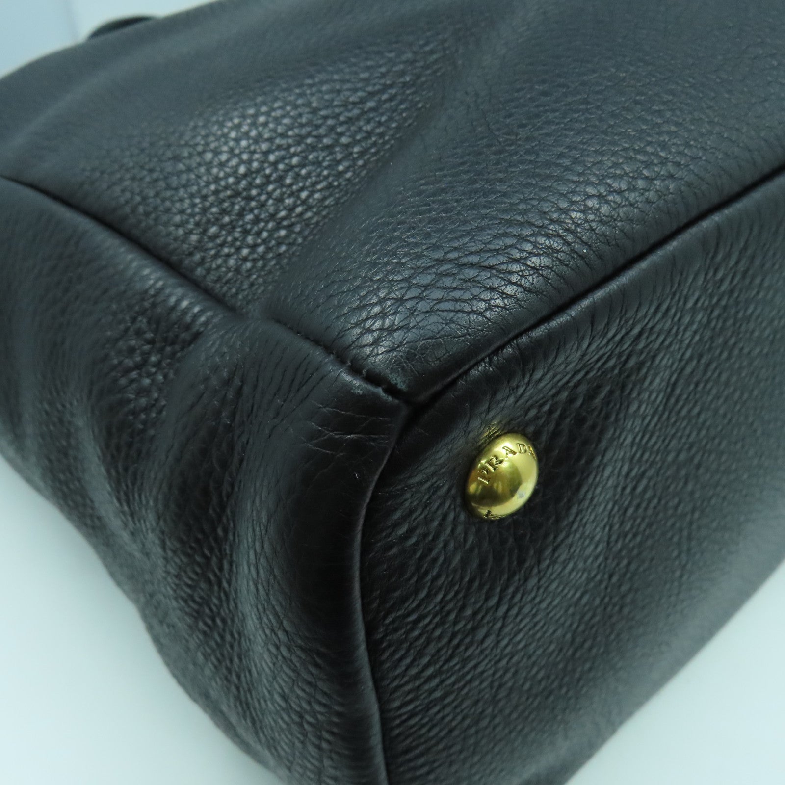 PRADA 【激減優惠】牛皮皮革2 Way Shoulder Bag金扣手挽肩背兩用袋黑色