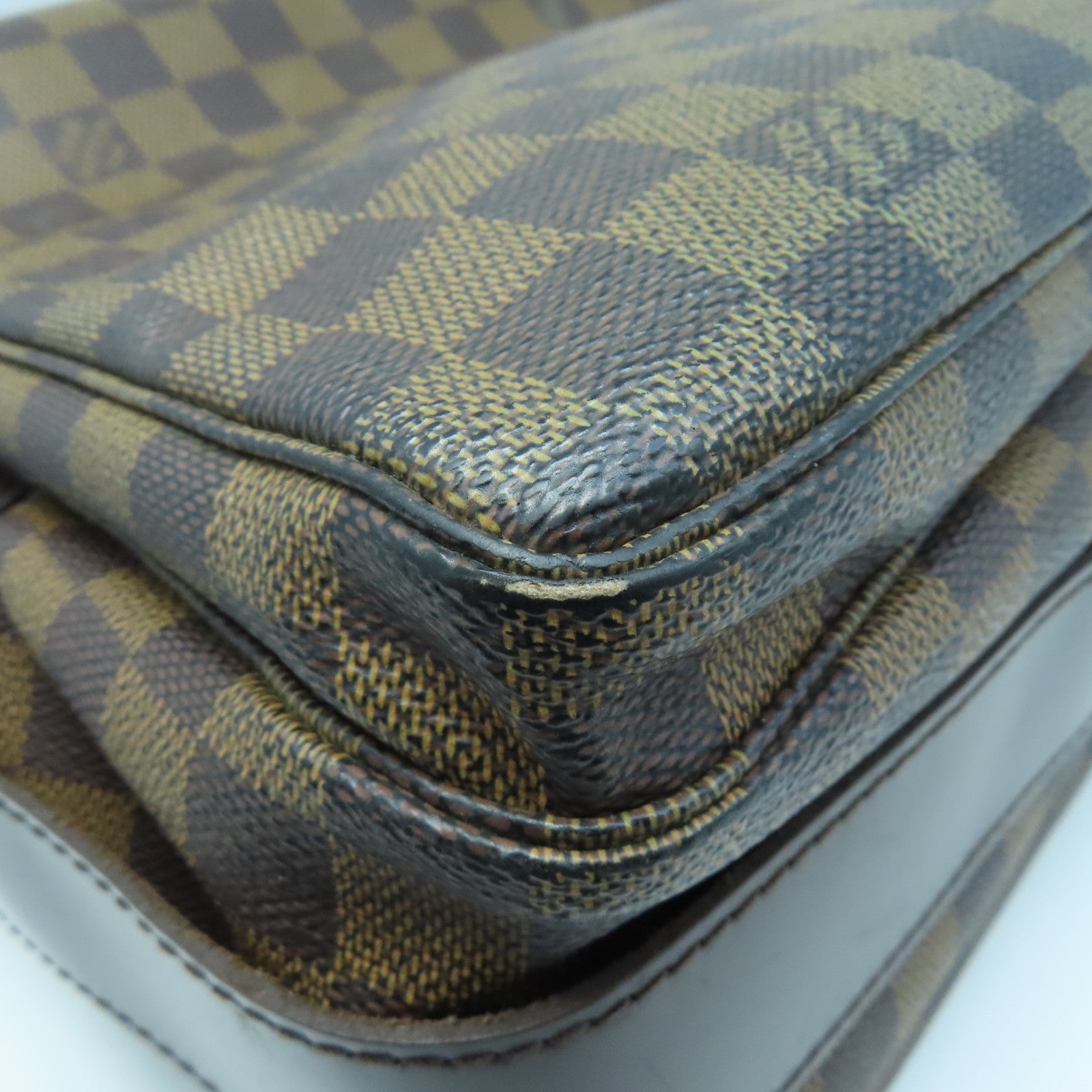 LOUIS VUITTON Damier Naviglio Gold Buckle Shoulder Bag Brown