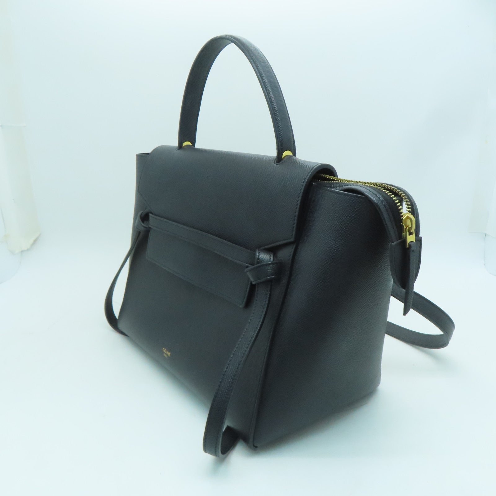 CELINE 【激減優惠】牛皮皮革Belt Bag金扣手挽肩背兩用袋黑色