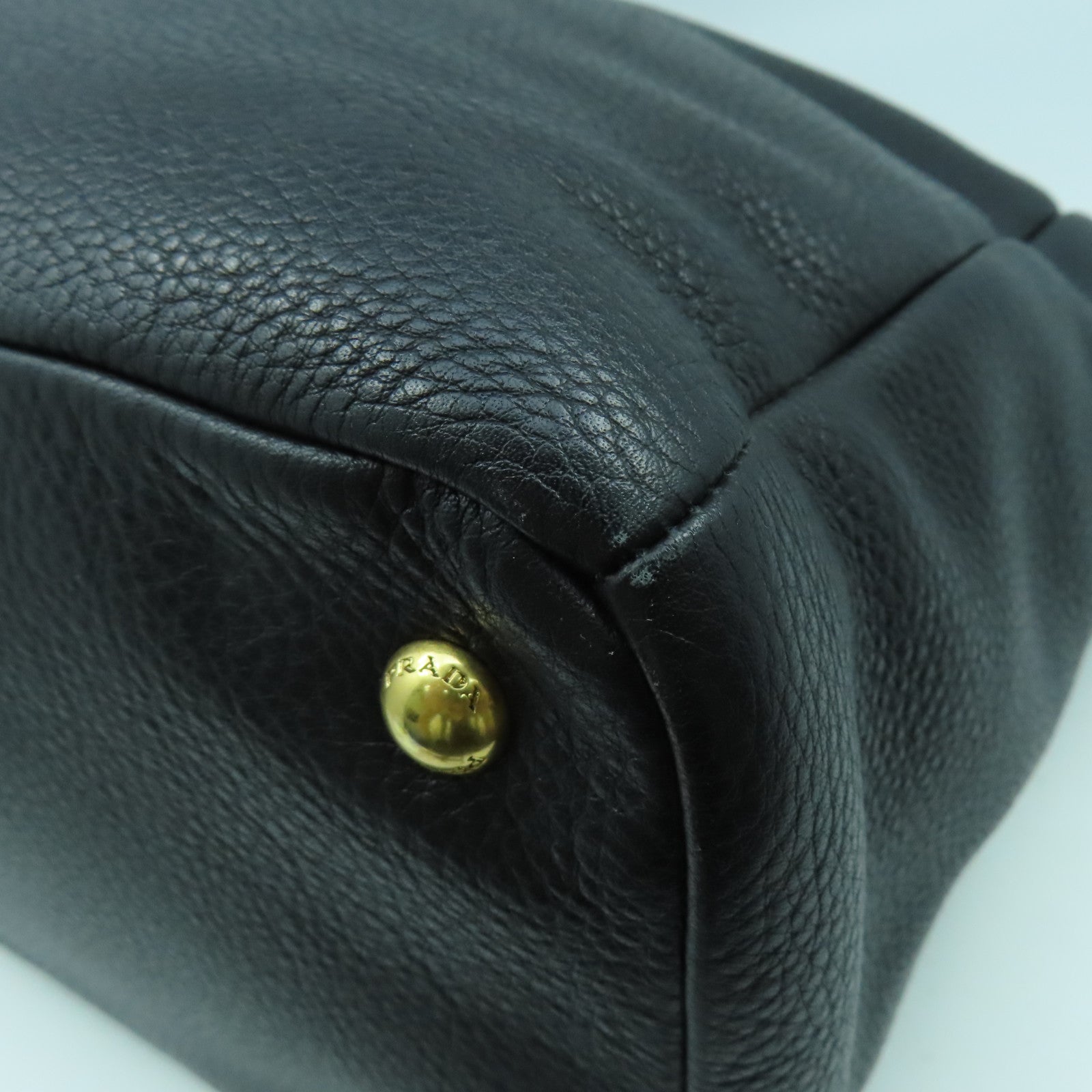 PRADA 【激減優惠】牛皮皮革2 Way Shoulder Bag金扣手挽肩背兩用袋黑色