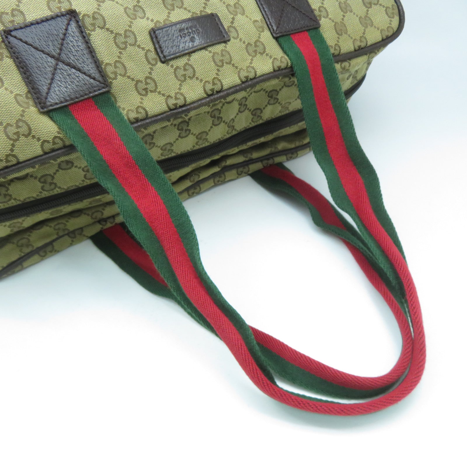 GUCCI 帆布Tote Bag銀扣手挽袋啡色