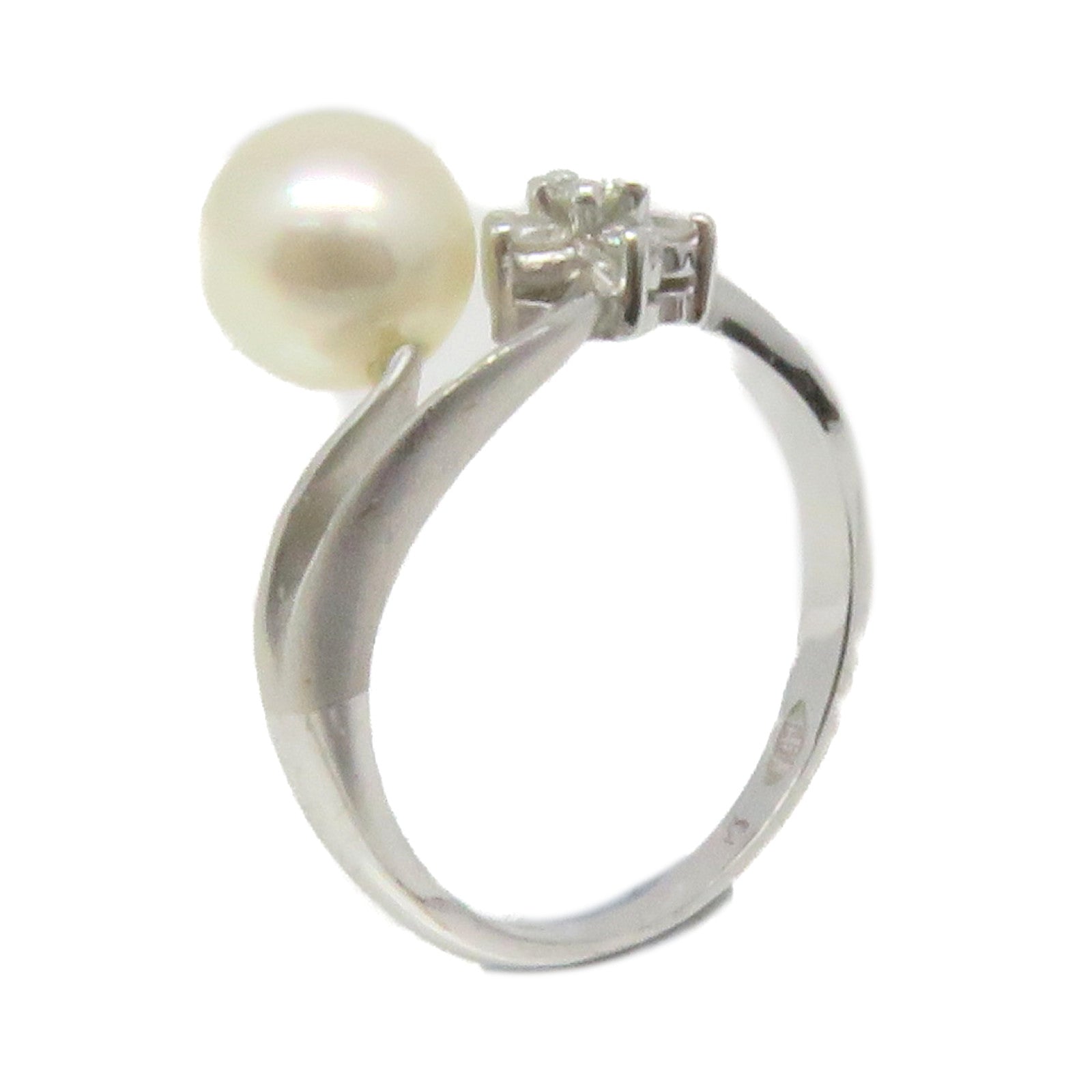 JEWELRY 18K白金/珍珠/鑽石Pearl Ring戒指US#4.75