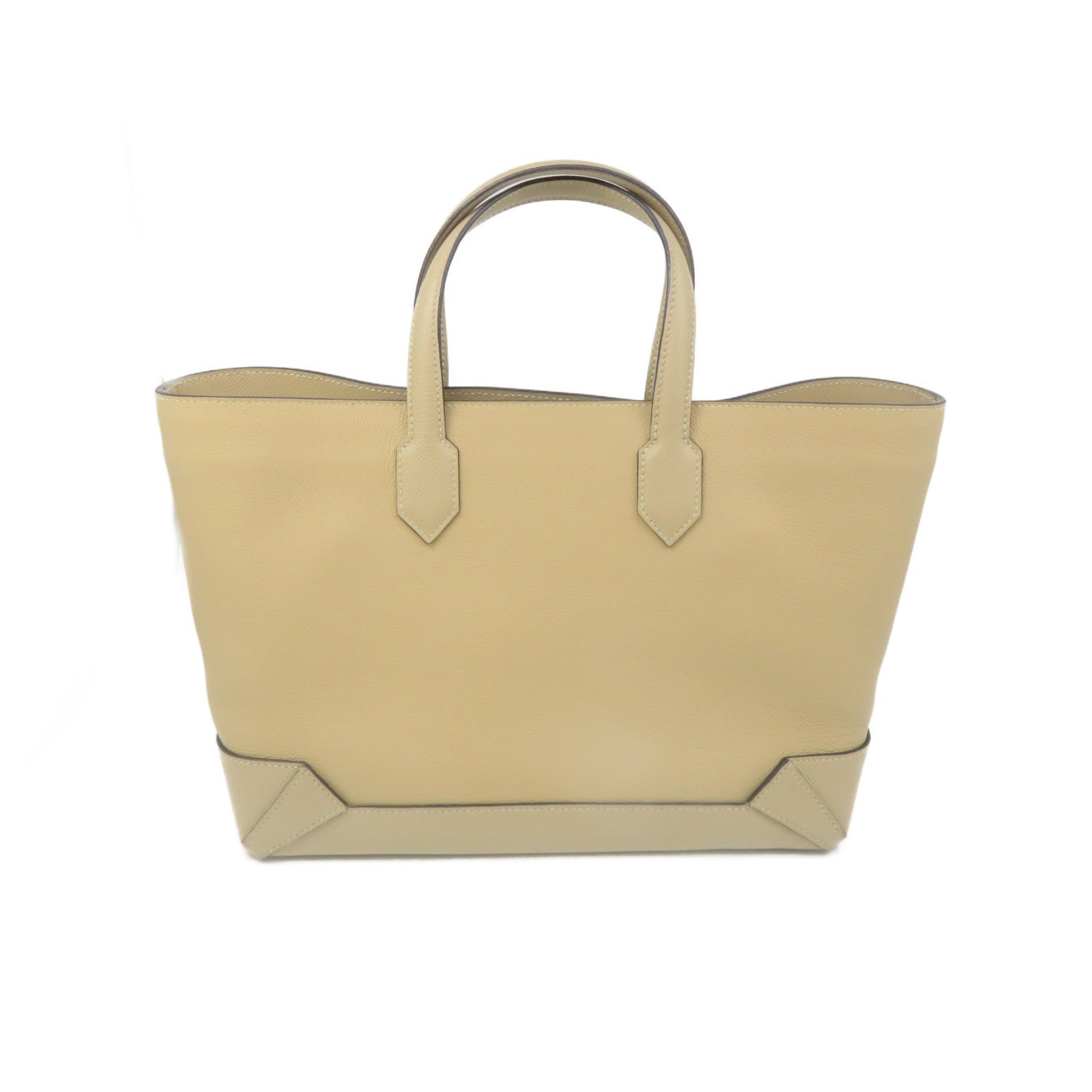 HERMES [Sharp Discount] Evercolor Leather/Epsom Leather MaxiBox Cabas 30 Hand BagTrench Hand Bag Apricot
