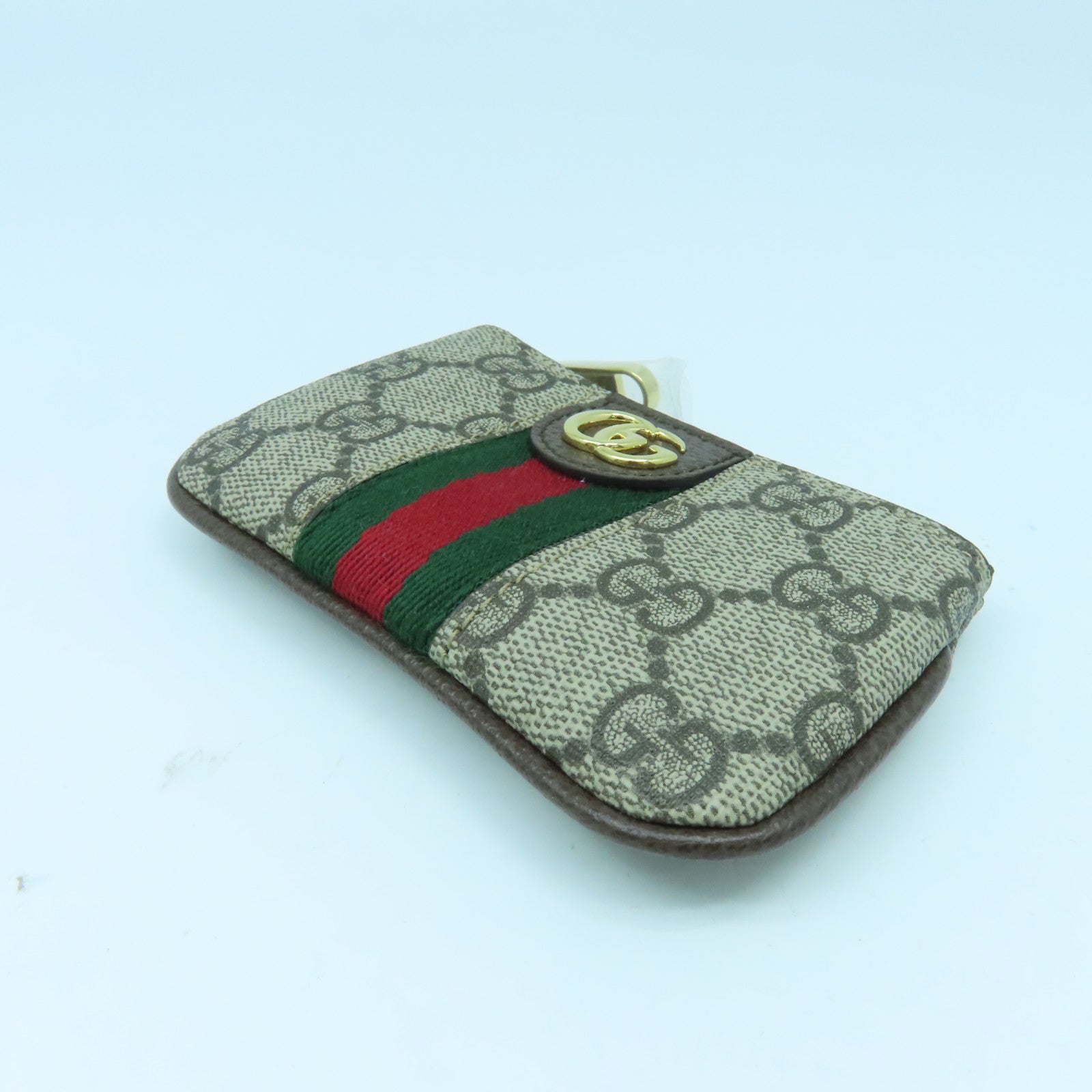 GUCCI 塗層帆布Ophidia Key Case金扣鎖匙包啡色