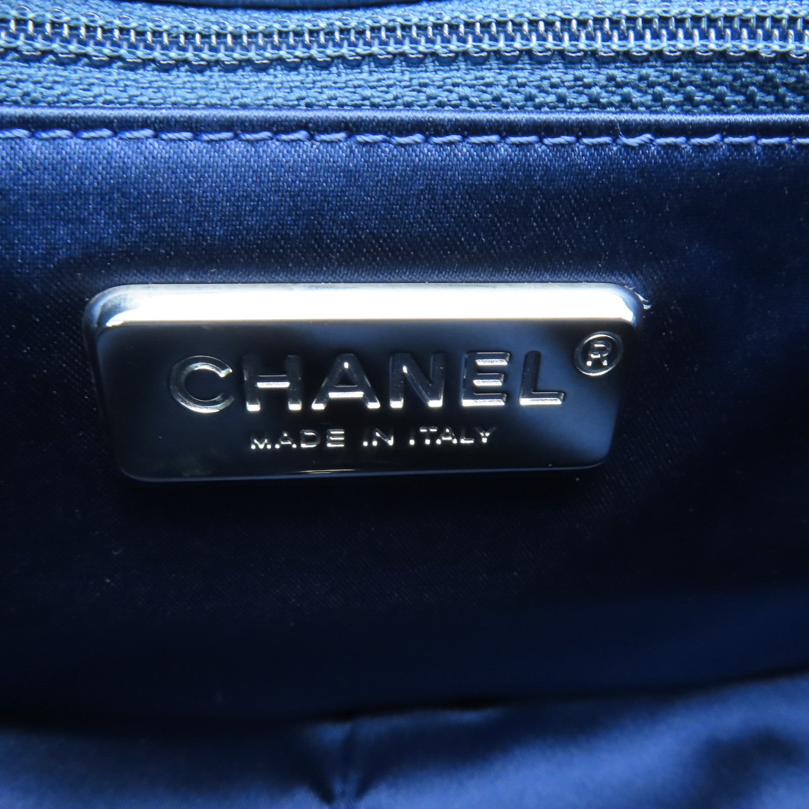CHANEL 菱格蛇皮皮革Shoulder Bag銀扣鏈帶肩背袋藍色