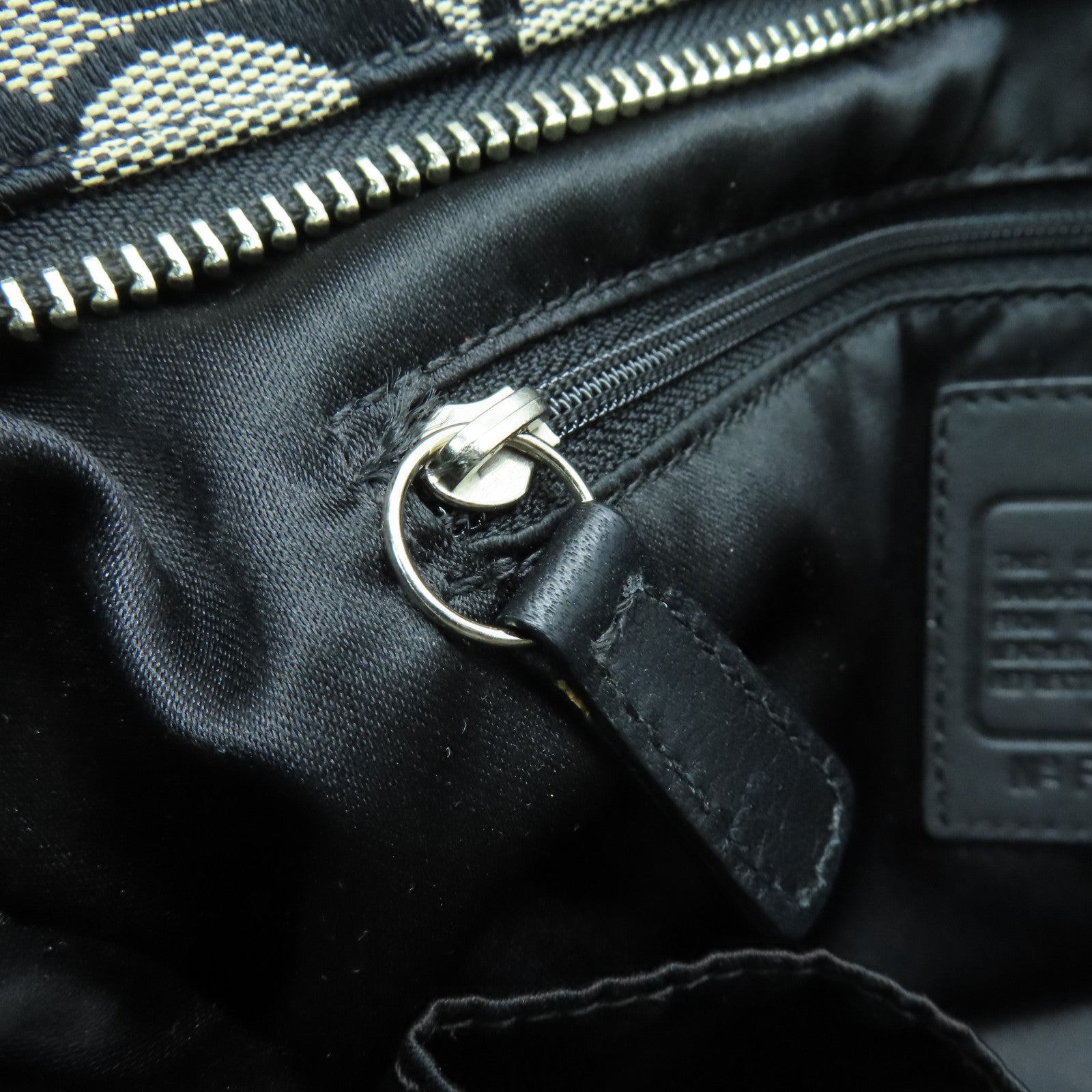 COACH canvas Tote Bag silver buckle handle bag black