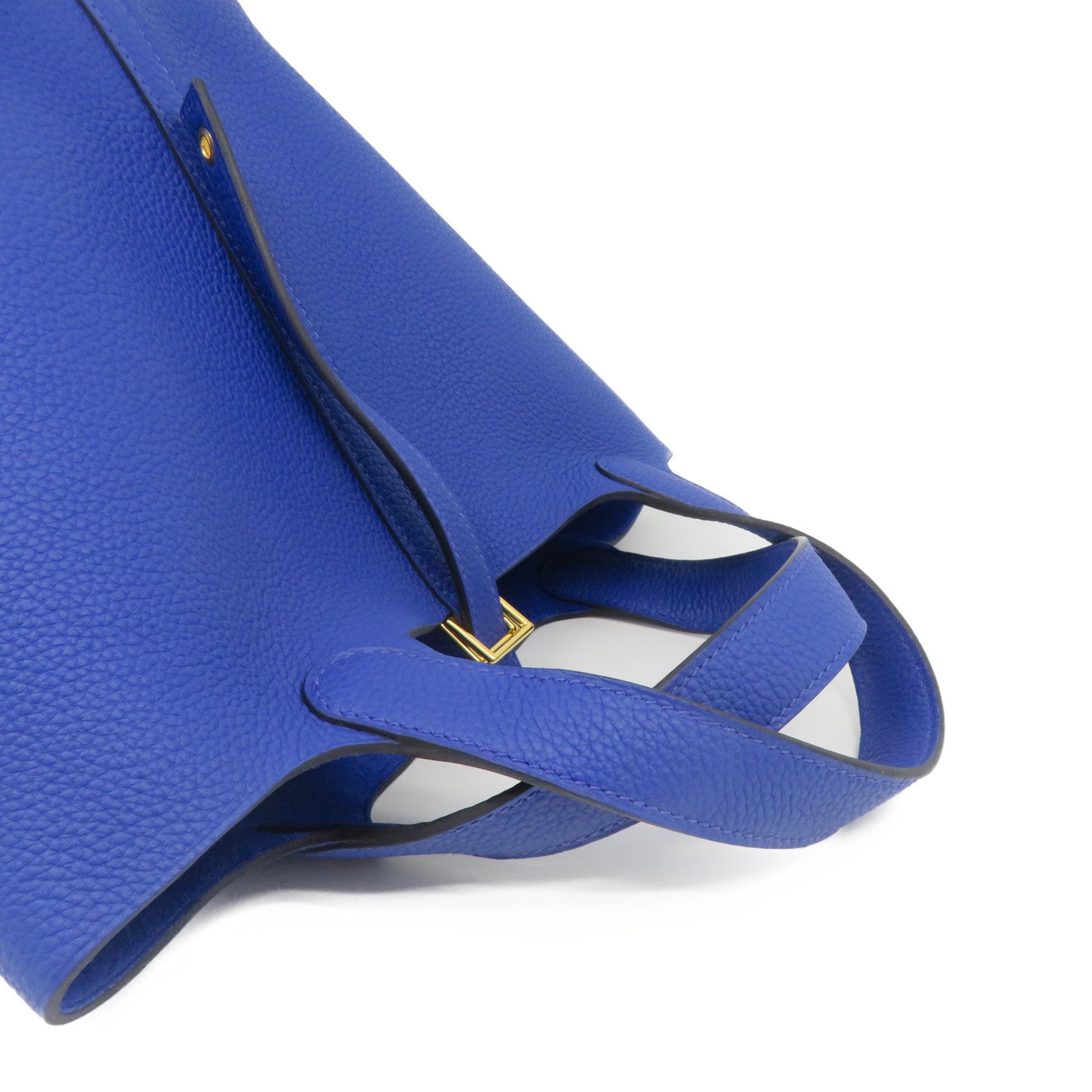 HERMES 【激減優惠】Clemence皮革Picotin PM金扣手挽袋Bleu Royal