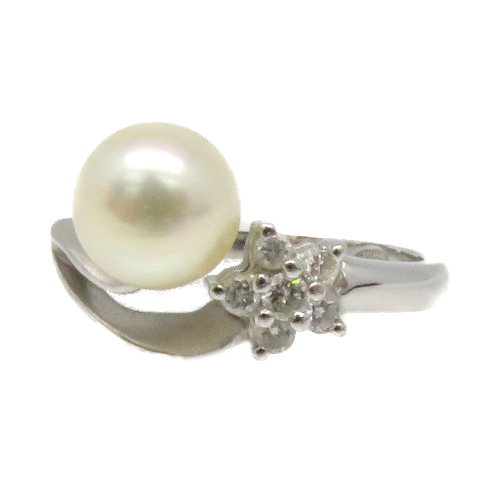 JEWELRY 18K白金/珍珠/鑽石Pearl Ring戒指US#4.75