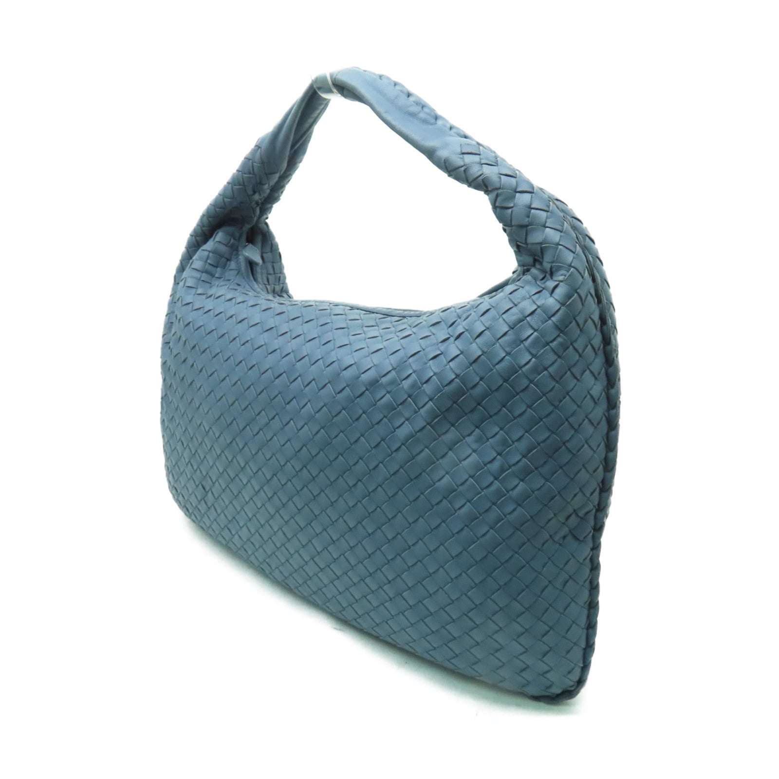 BOTTEGA VENETA 織紋皮革Shoulder Bag銀扣肩背袋藍色