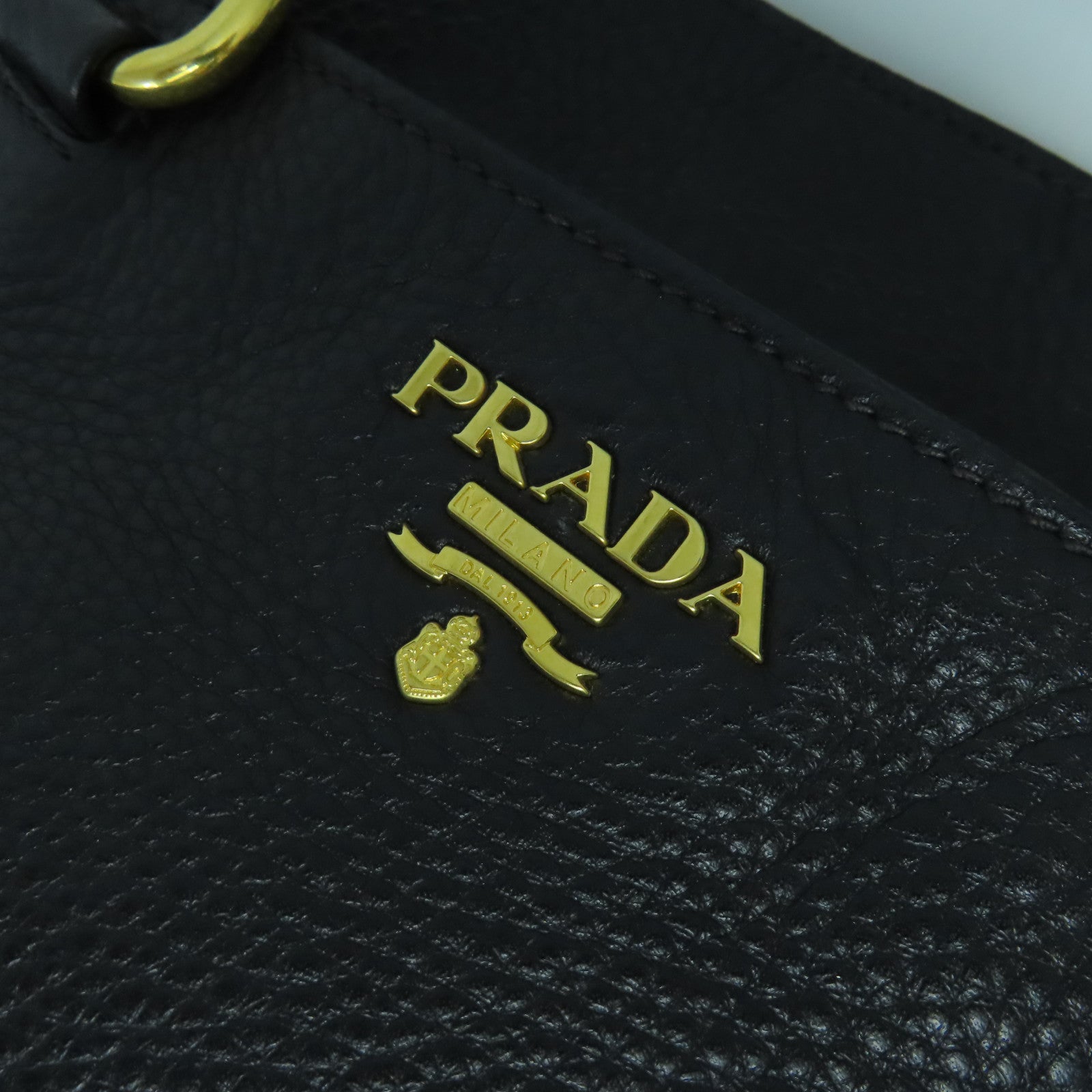 PRADA 【激減優惠】牛皮皮革2 Way Shoulder Bag金扣手挽肩背兩用袋黑色
