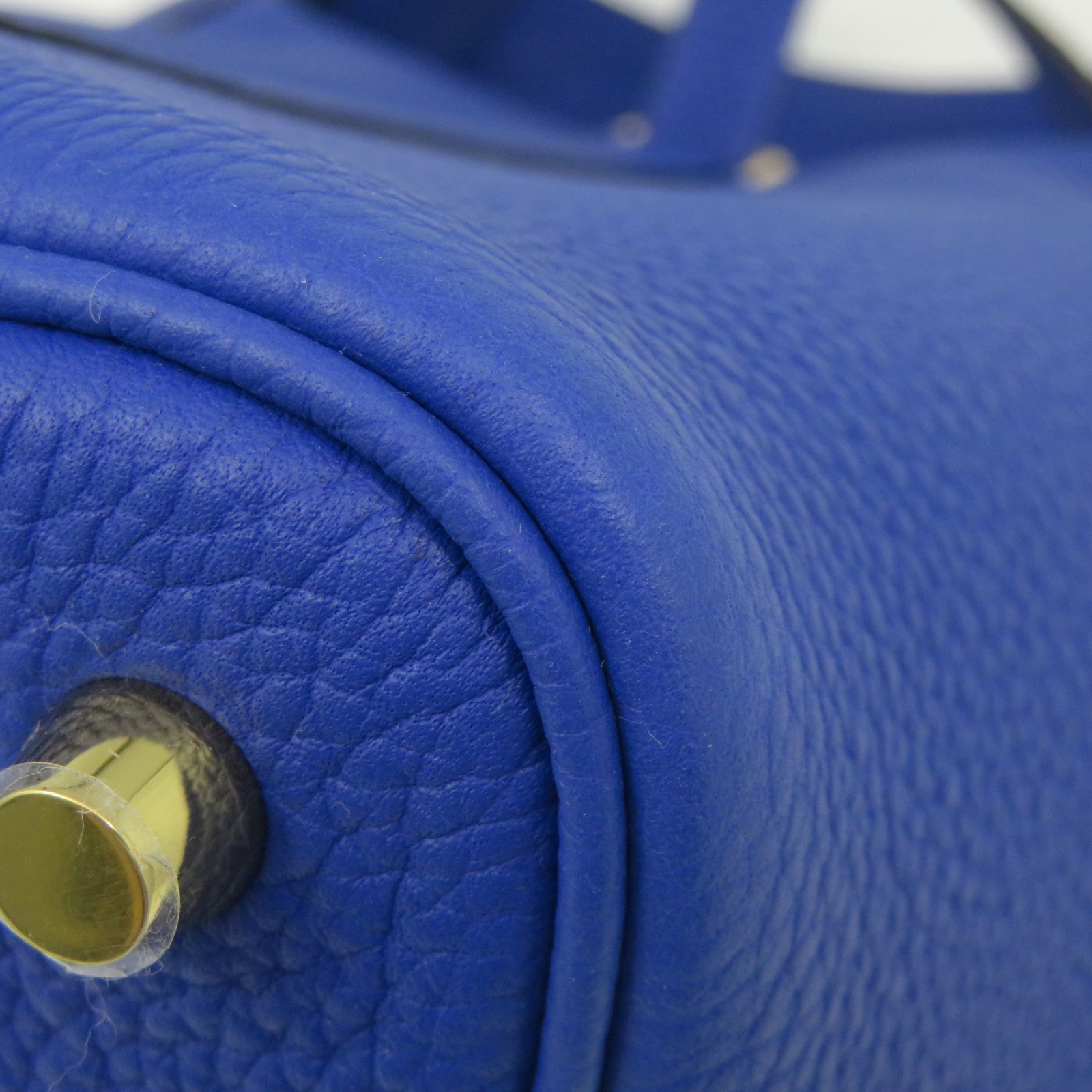 HERMES 【激減優惠】Clemence皮革Picotin PM金扣手挽袋Bleu Royal