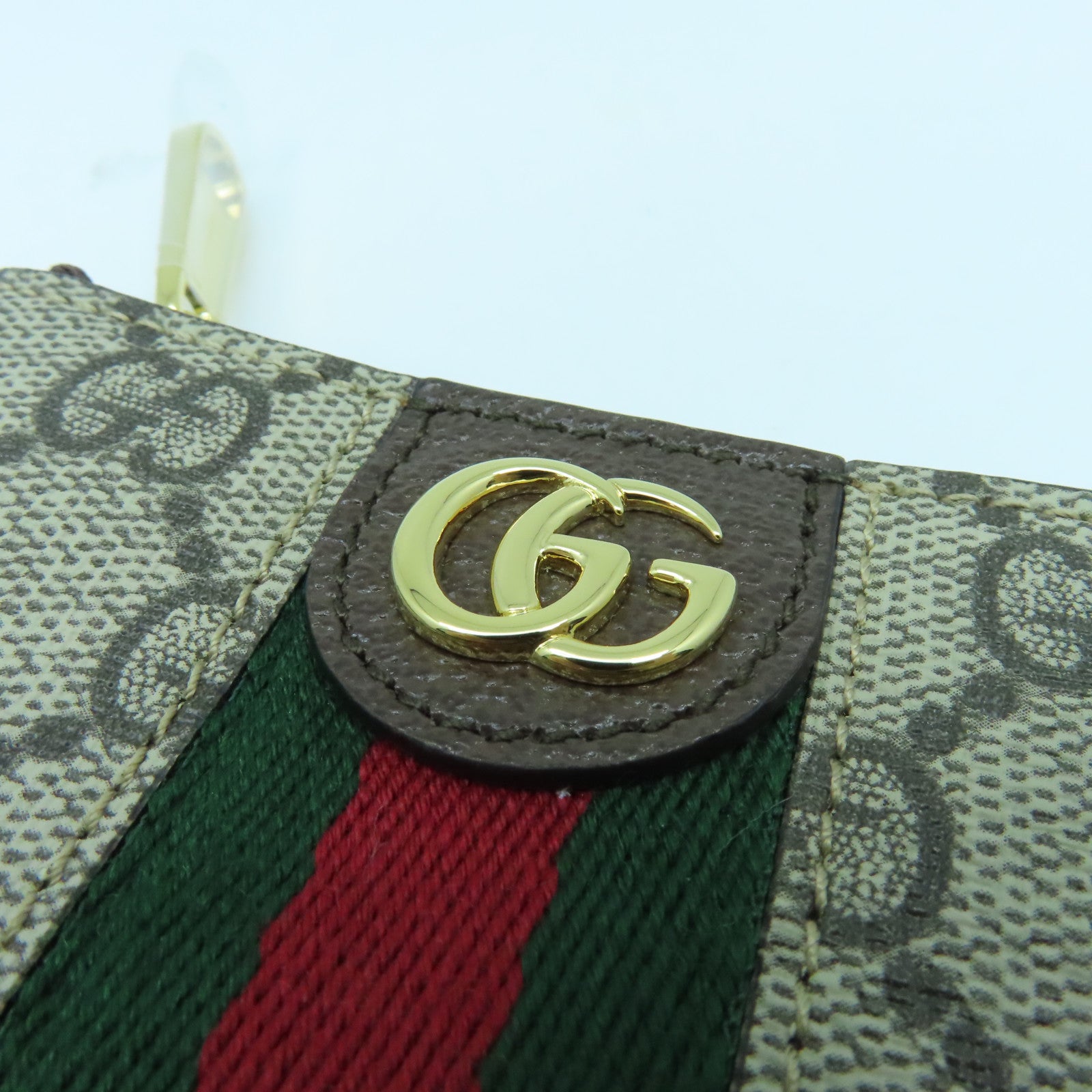 GUCCI 塗層帆布Ophidia Key Case金扣鎖匙包啡色