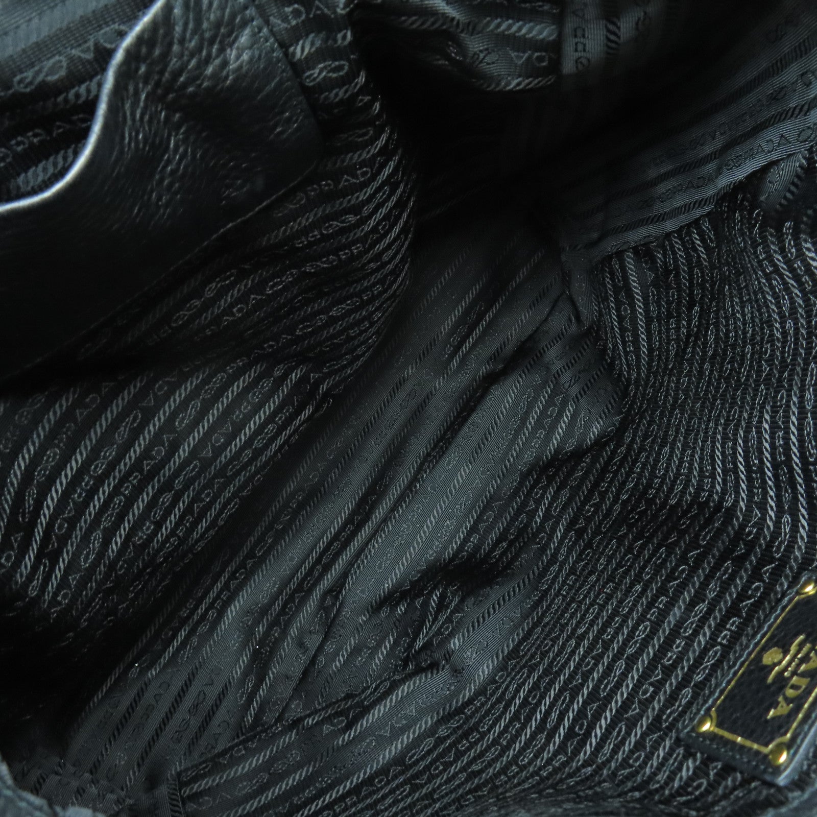 PRADA 【激減優惠】牛皮皮革2 Way Shoulder Bag金扣手挽肩背兩用袋黑色