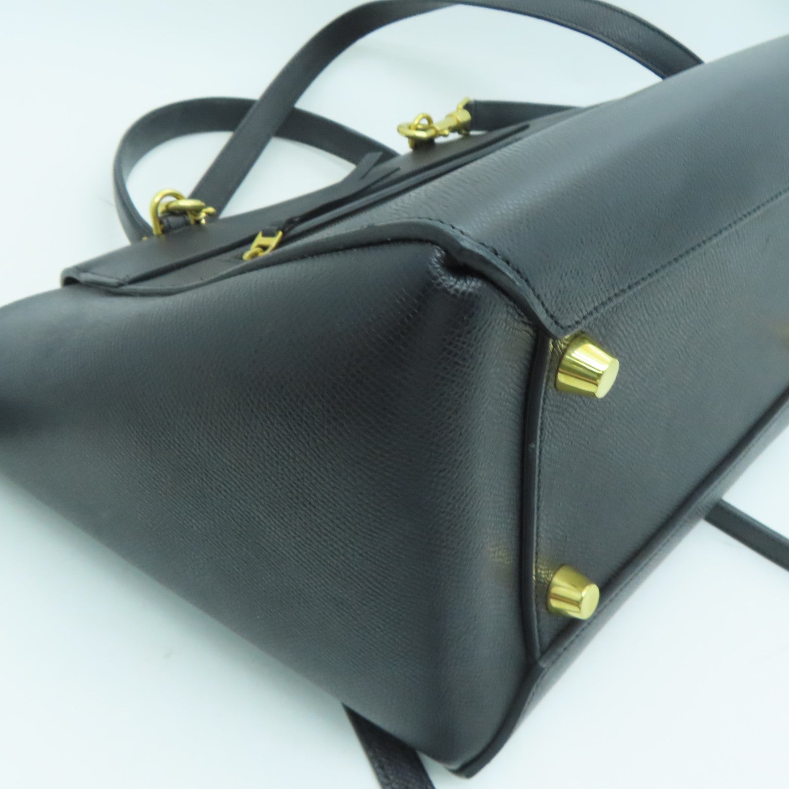 CELINE 【激減優惠】牛皮皮革Belt Bag金扣手挽肩背兩用袋黑色