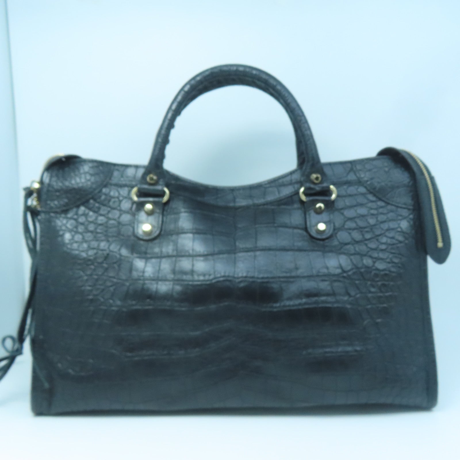 BALENCIAGA 牛皮皮革City金扣手挽肩背兩用袋黑色