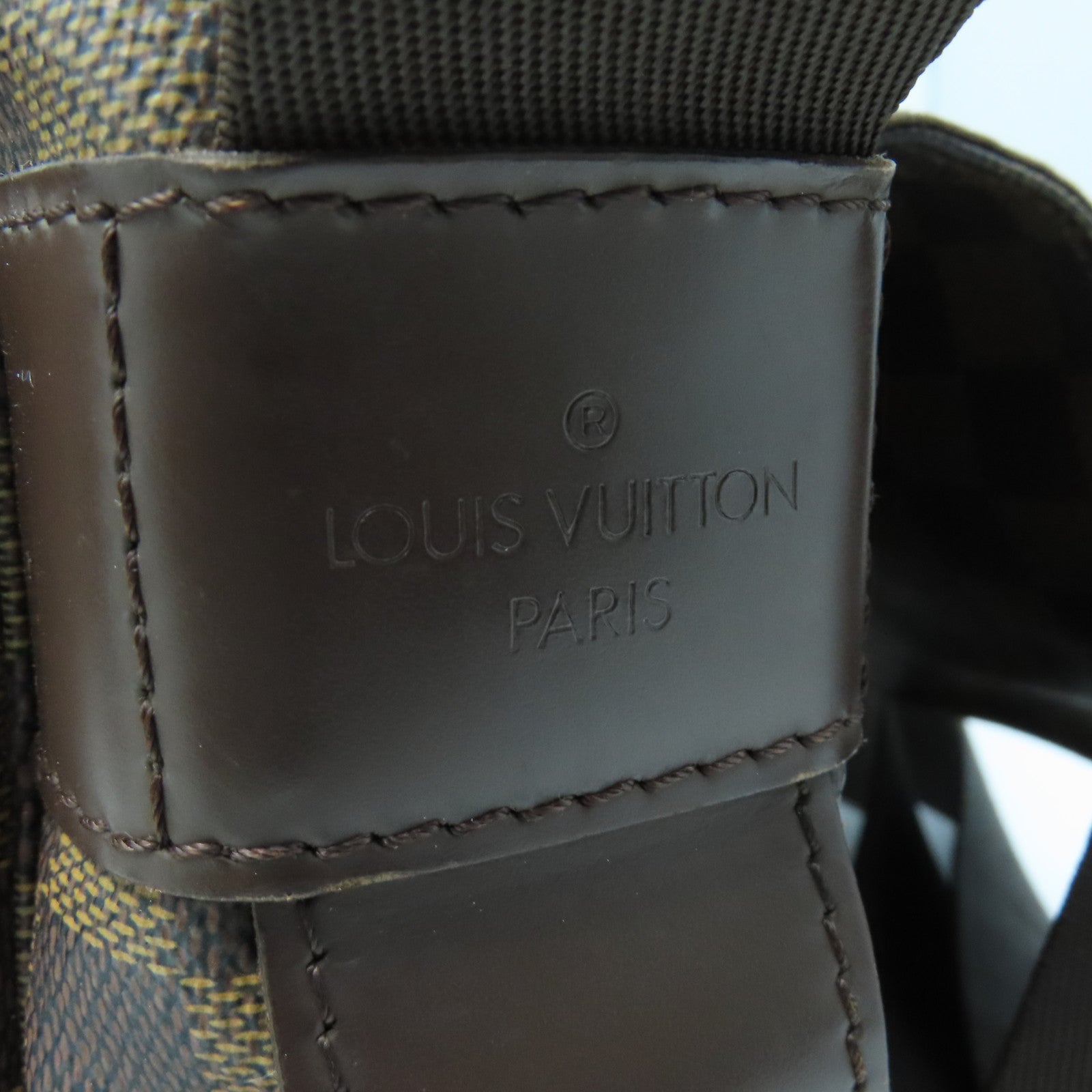 LOUIS VUITTON Damier Naviglio Gold Buckle Shoulder Bag Brown