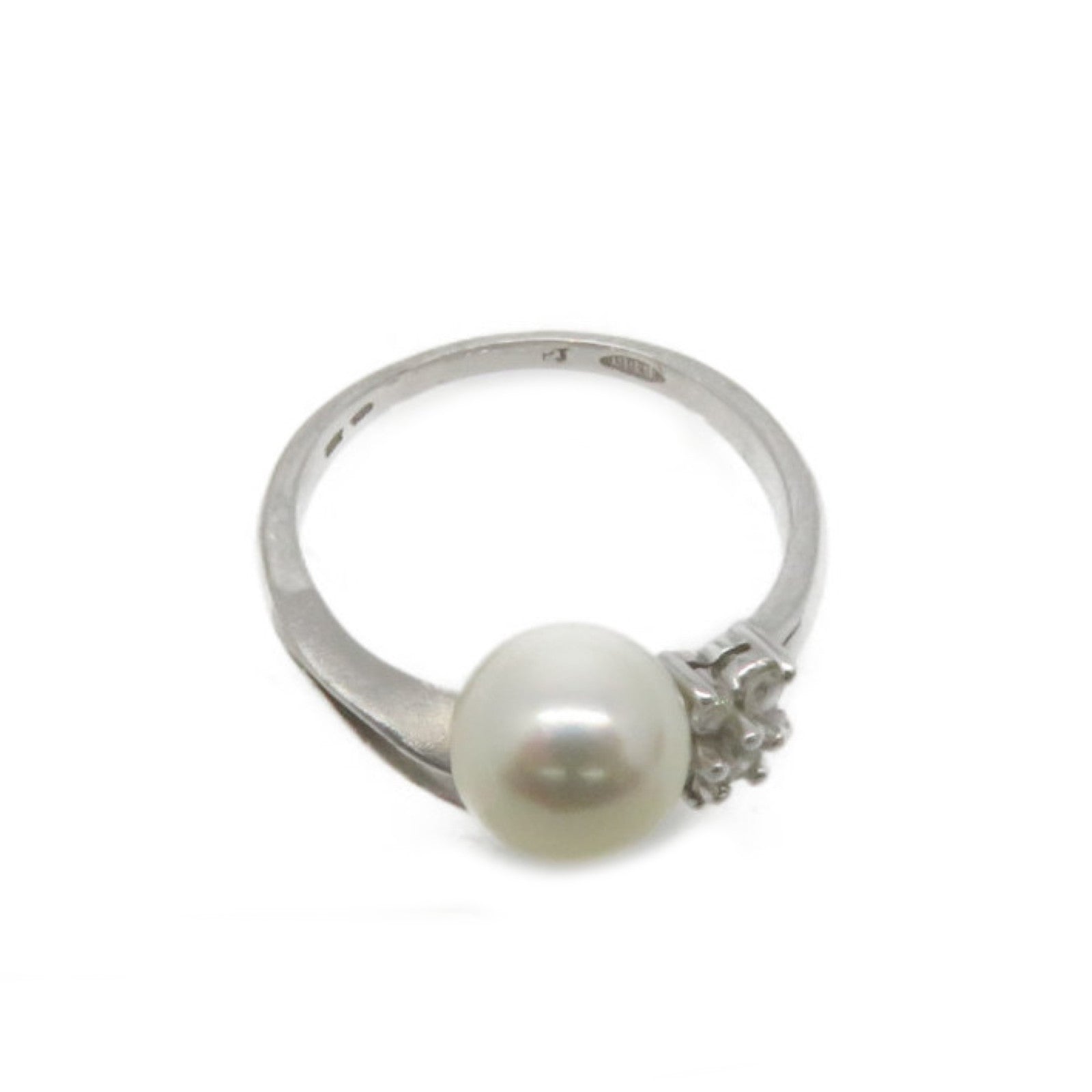 JEWELRY 18K白金/珍珠/鑽石Pearl Ring戒指US#4.75