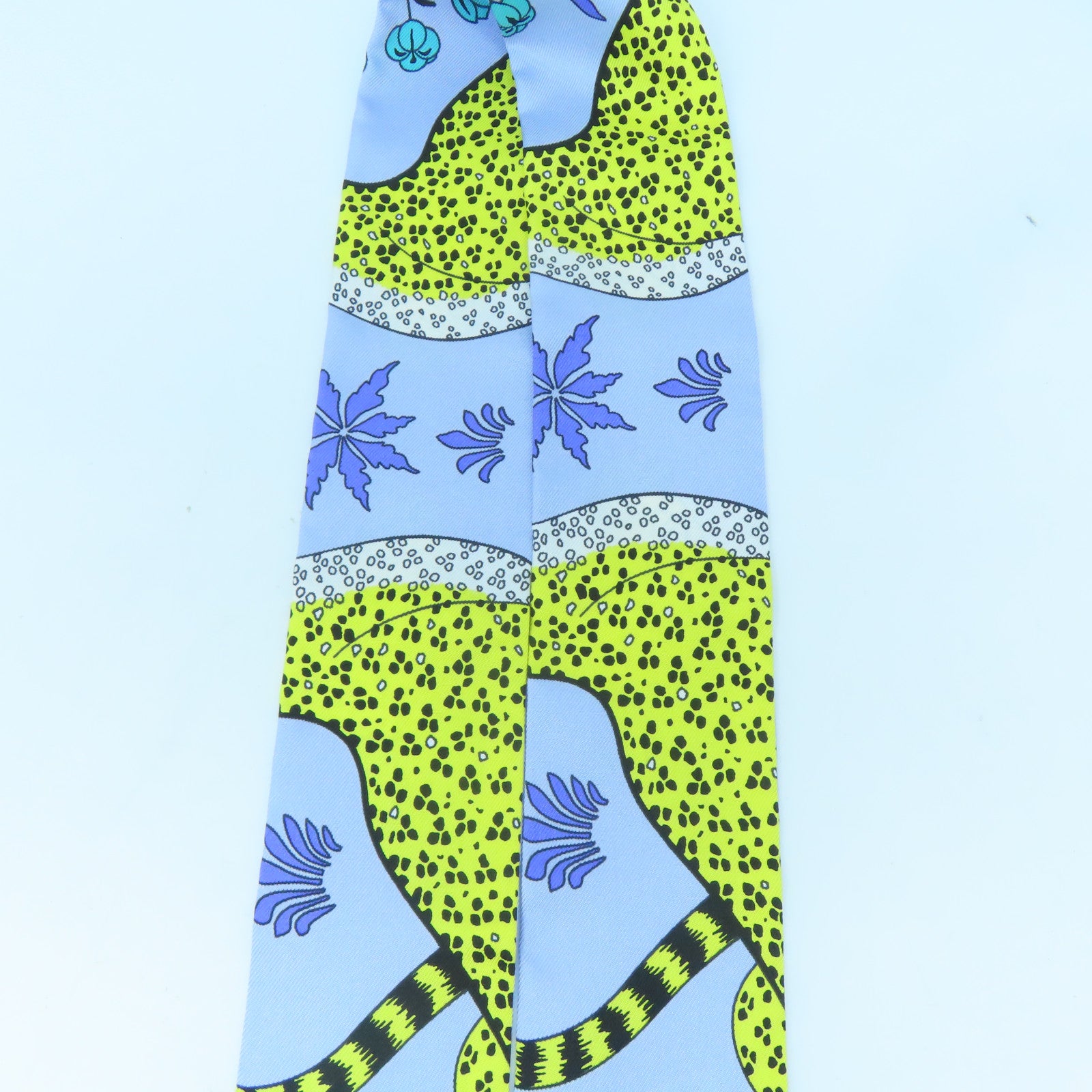 HERMES 【激減優惠】絲質Twilly絲巾藍色/黃色