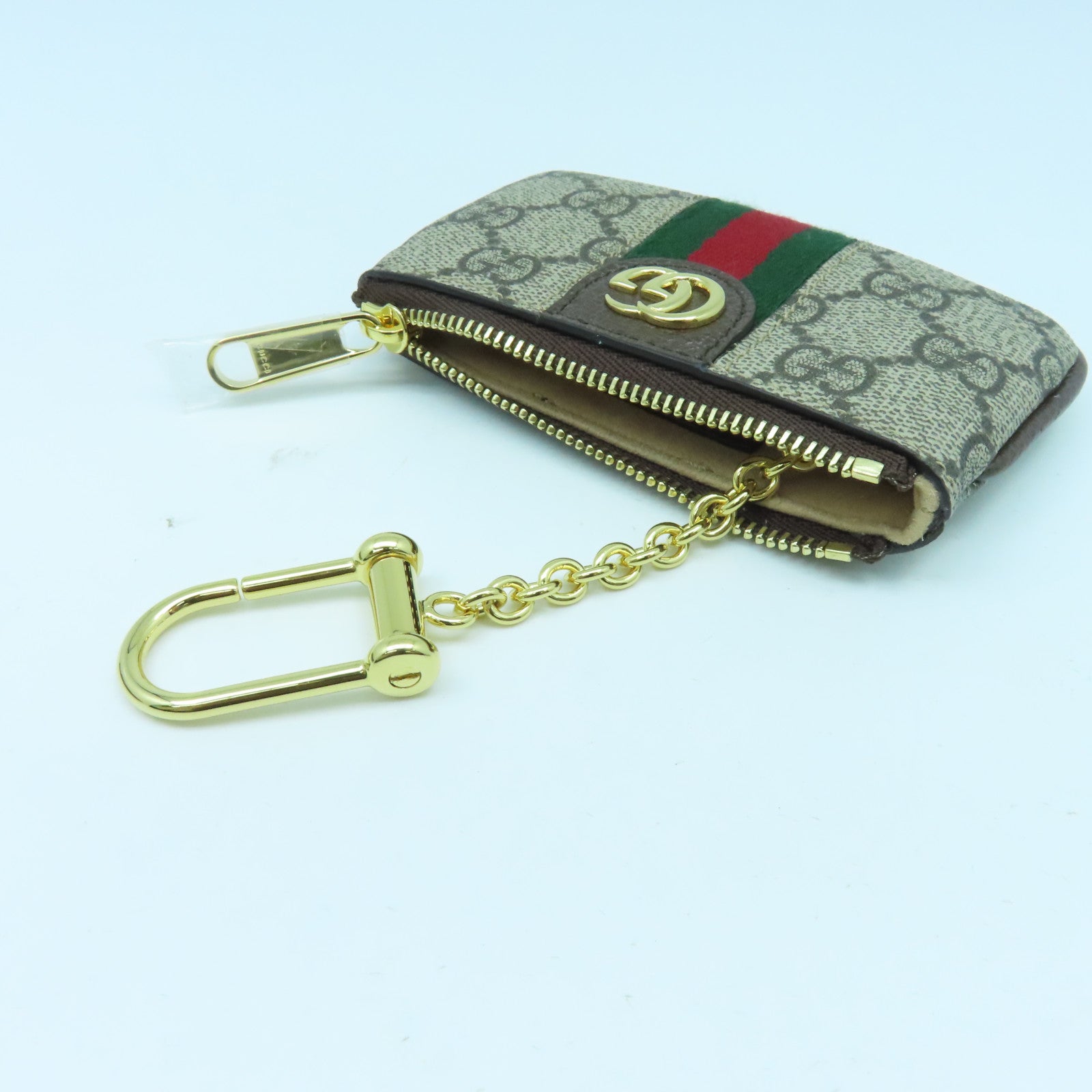 GUCCI 塗層帆布Ophidia Key Case金扣鎖匙包啡色