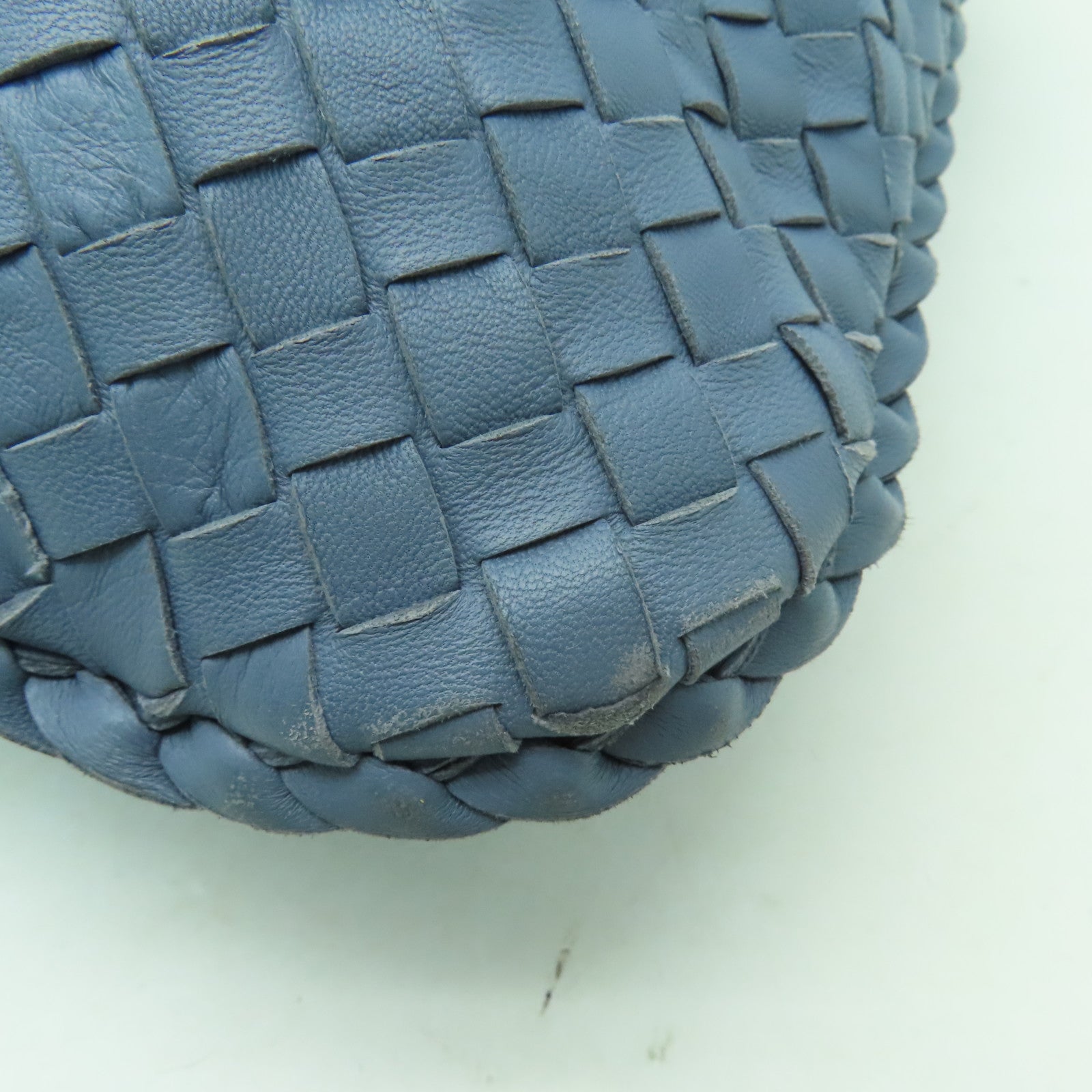 BOTTEGA VENETA 織紋皮革Shoulder Bag銀扣肩背袋藍色