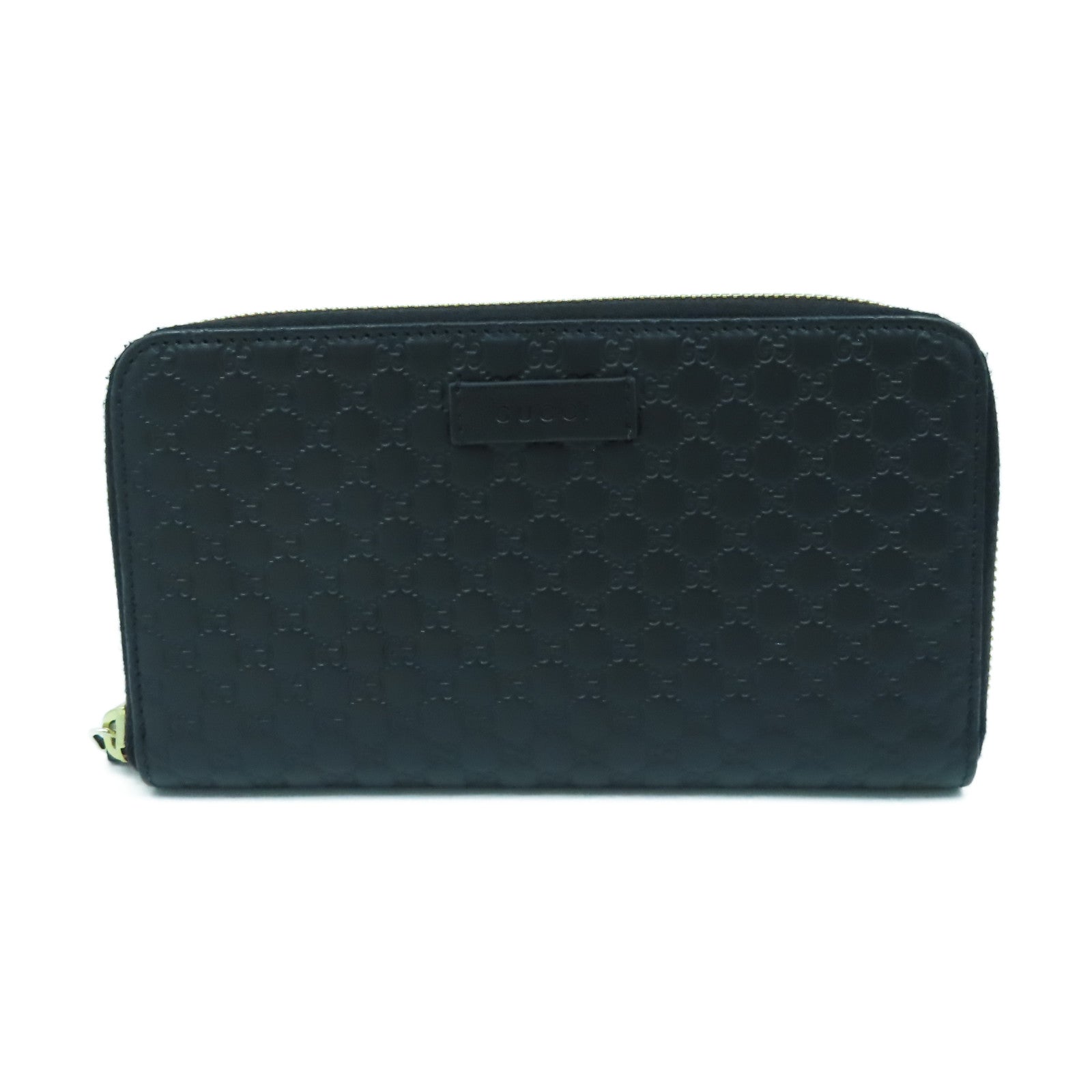 GUCCI 牛皮皮革Zipper Long Wallet金扣長錢包黑色