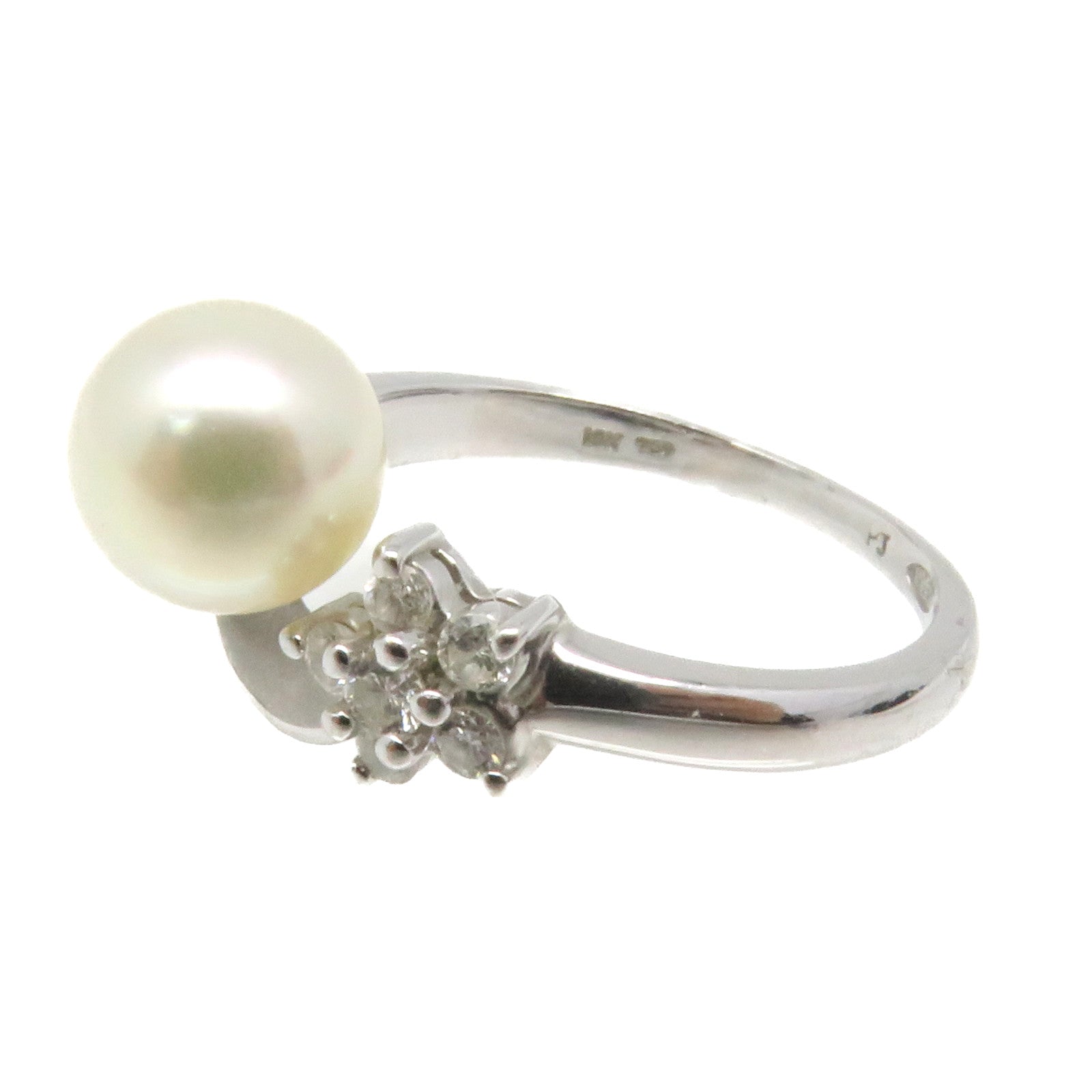 JEWELRY 18K白金/珍珠/鑽石Pearl Ring戒指US#4.75