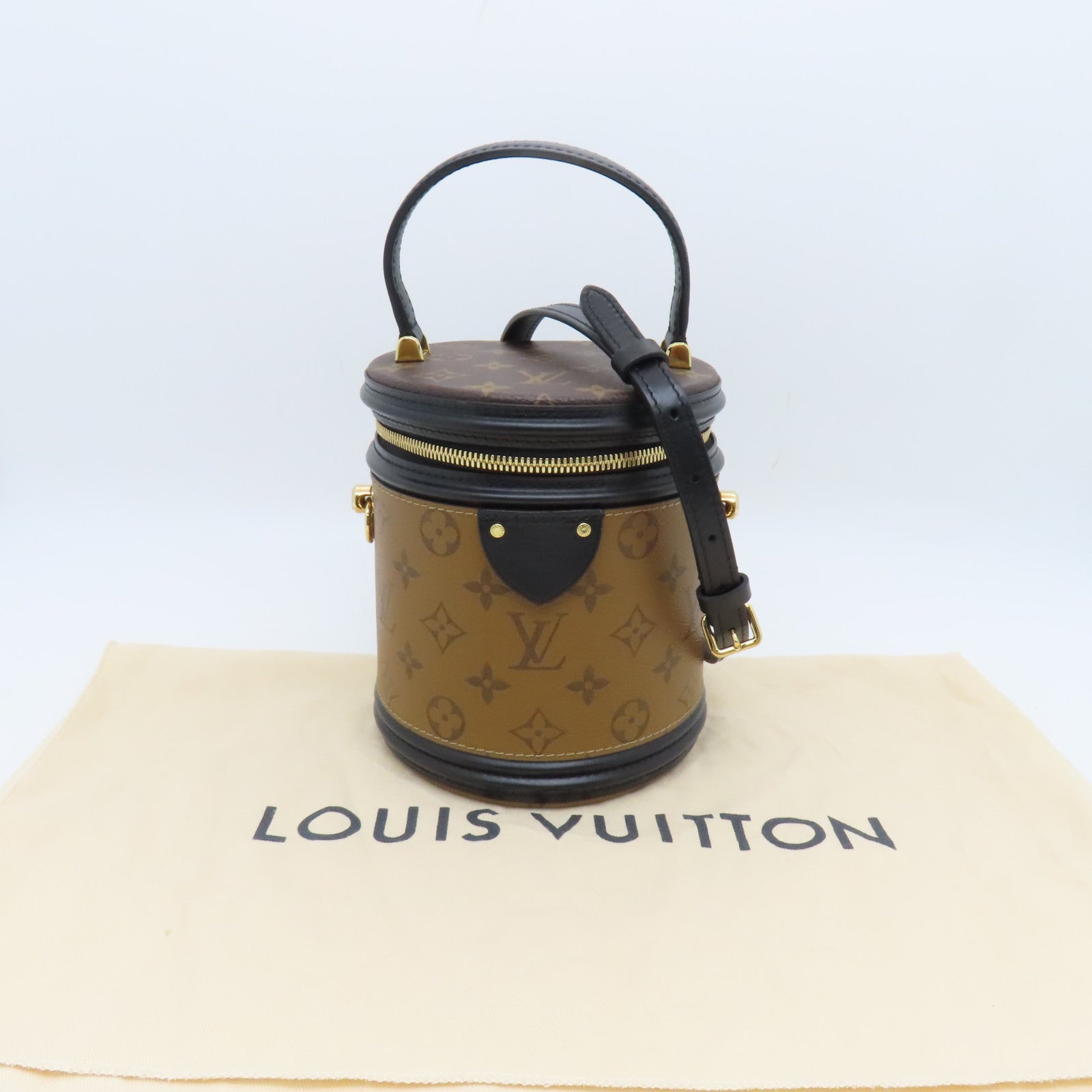 LOUIS VUITTON Monogram Reverse Cannes金扣肩背袋啡色