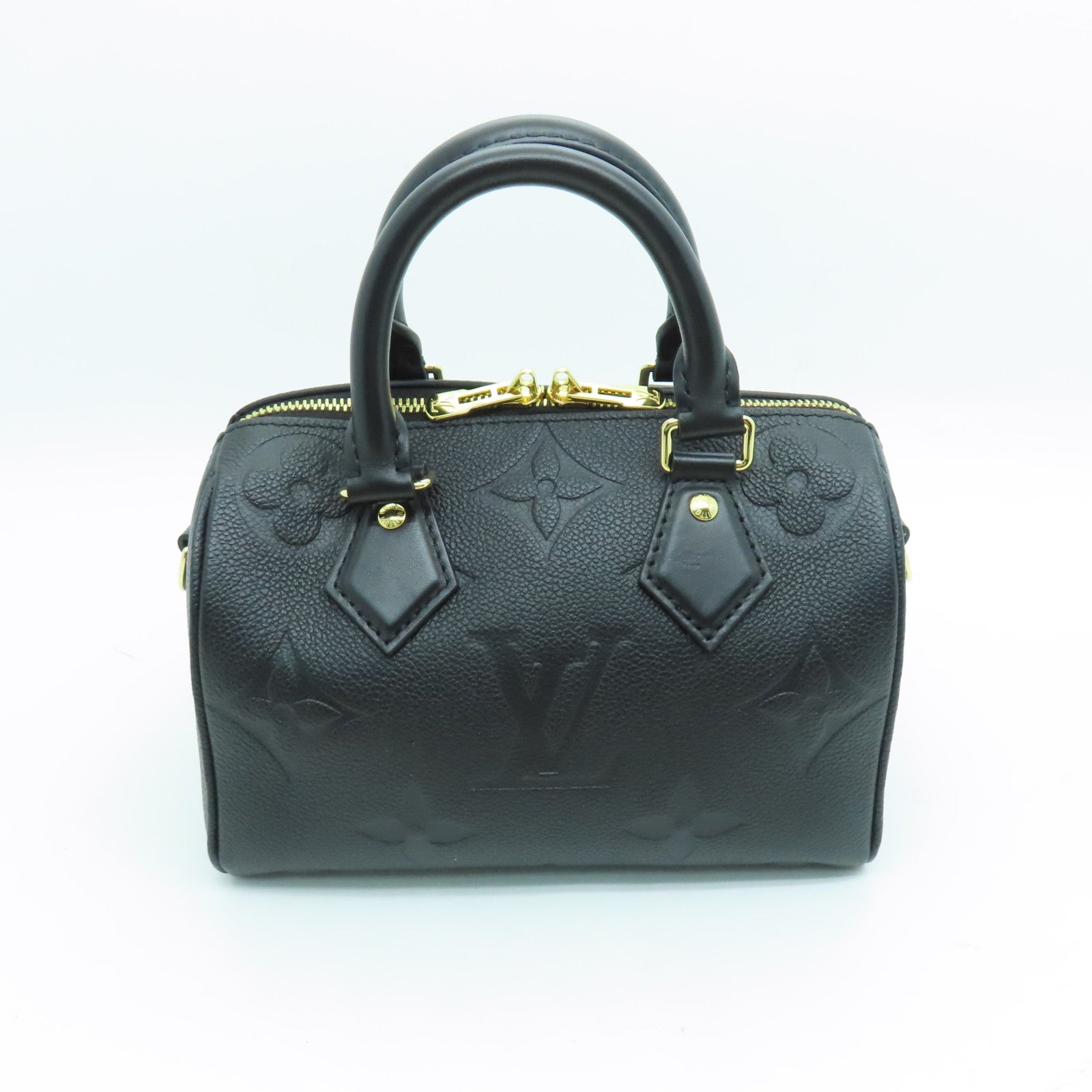 LOUIS VUITTON Monogram Empreinte Speedy Nano金扣手挽肩背兩用袋黑色