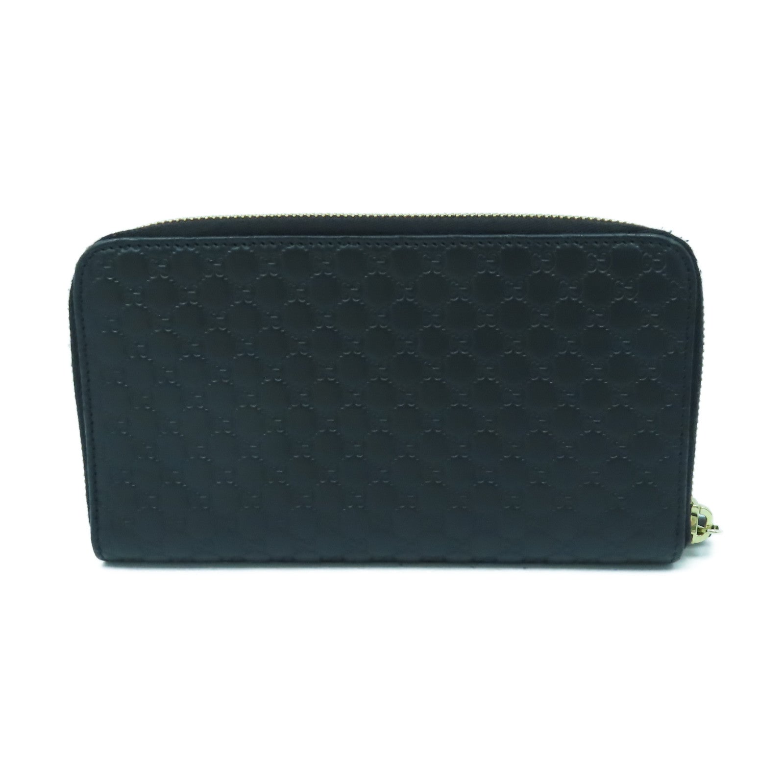 GUCCI 牛皮皮革Zipper Long Wallet金扣長錢包黑色