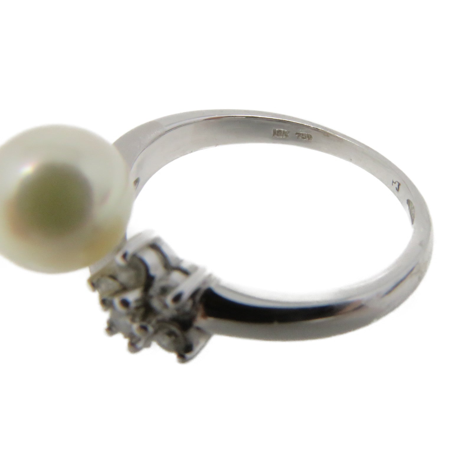 JEWELRY 18K白金/珍珠/鑽石Pearl Ring戒指US#4.75