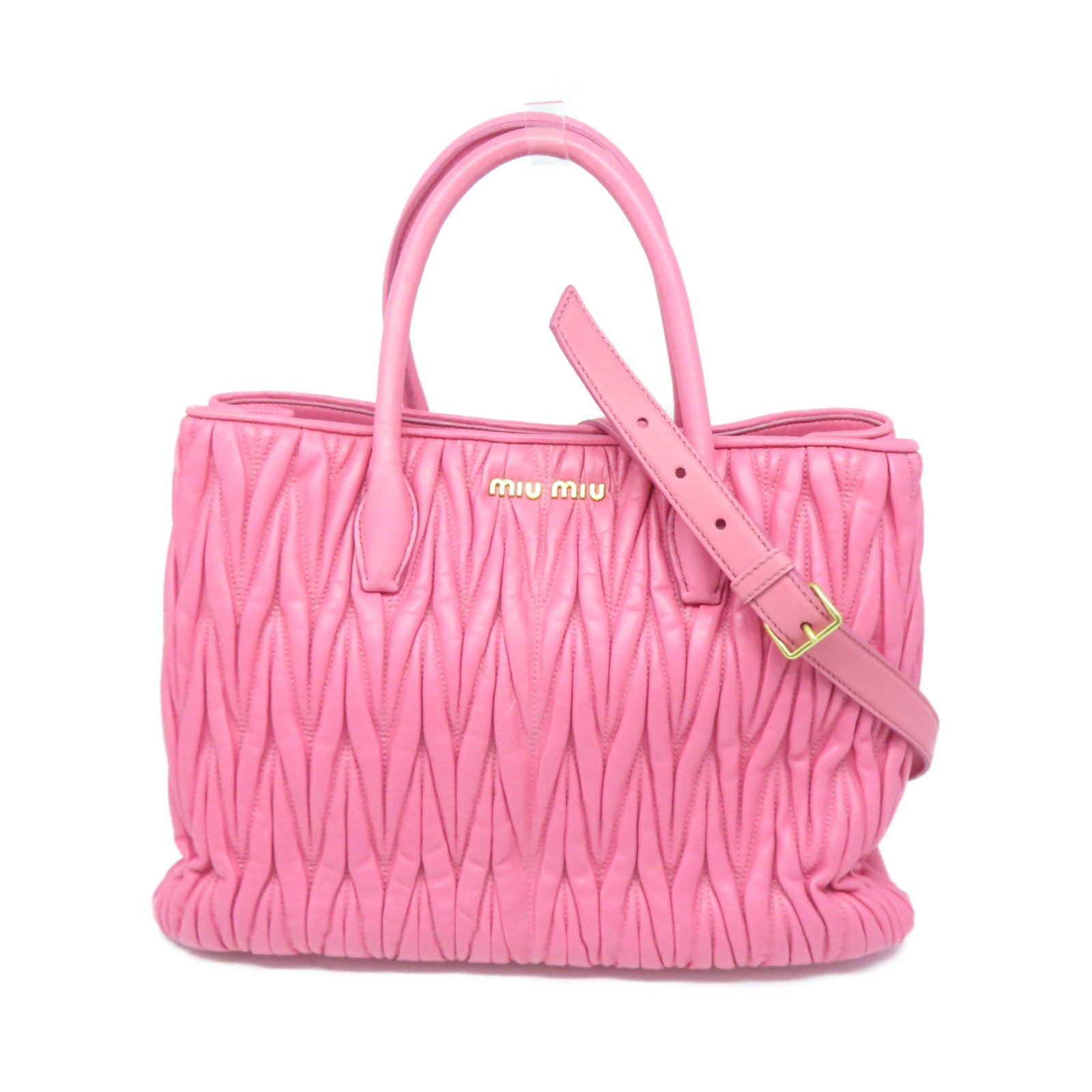 Miu Miu 羊皮皮革2way Shoulder Bag金扣手挽肩背两用袋粉红色