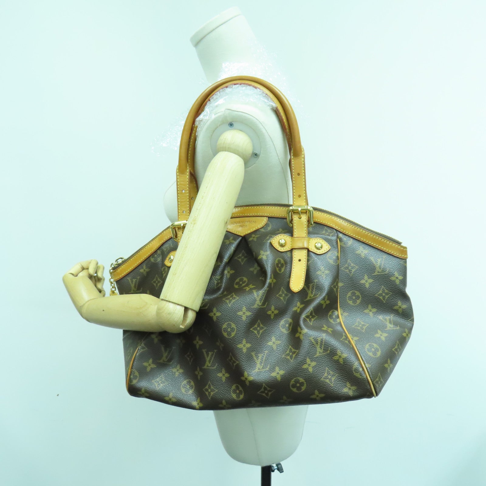 LOUIS VUITTON Monogram Tivoli GM金扣肩背袋啡色