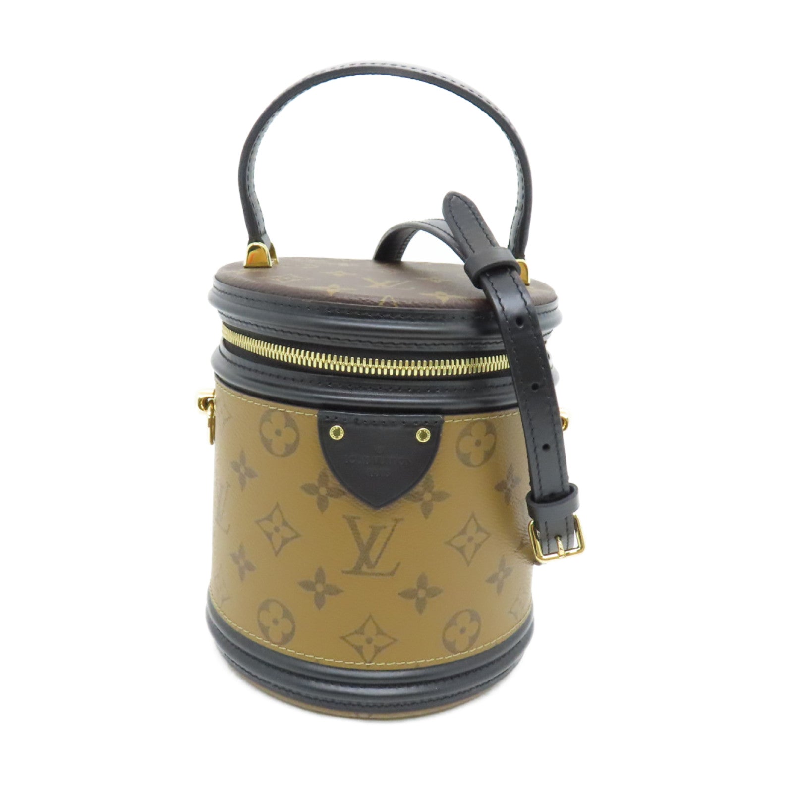 LOUIS VUITTON Monogram Reverse Cannes金扣肩背袋啡色