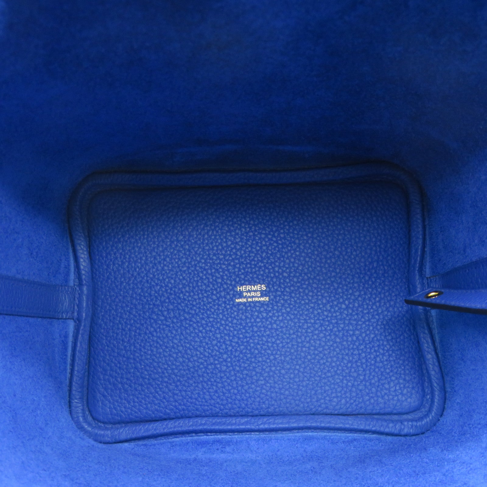 HERMES 【激減優惠】Clemence皮革Picotin PM金扣手挽袋Bleu Royal