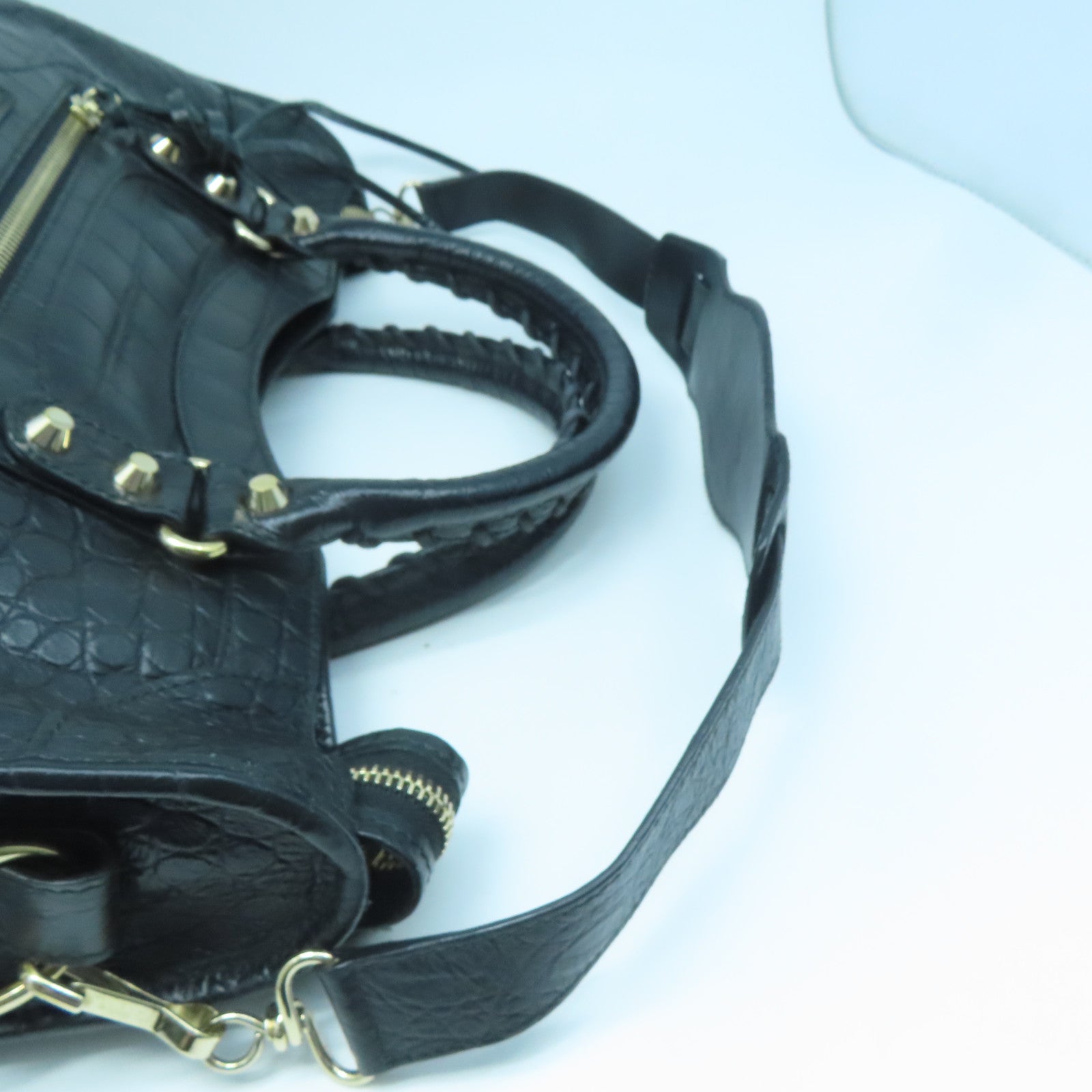 BALENCIAGA 牛皮皮革City金扣手挽肩背兩用袋黑色