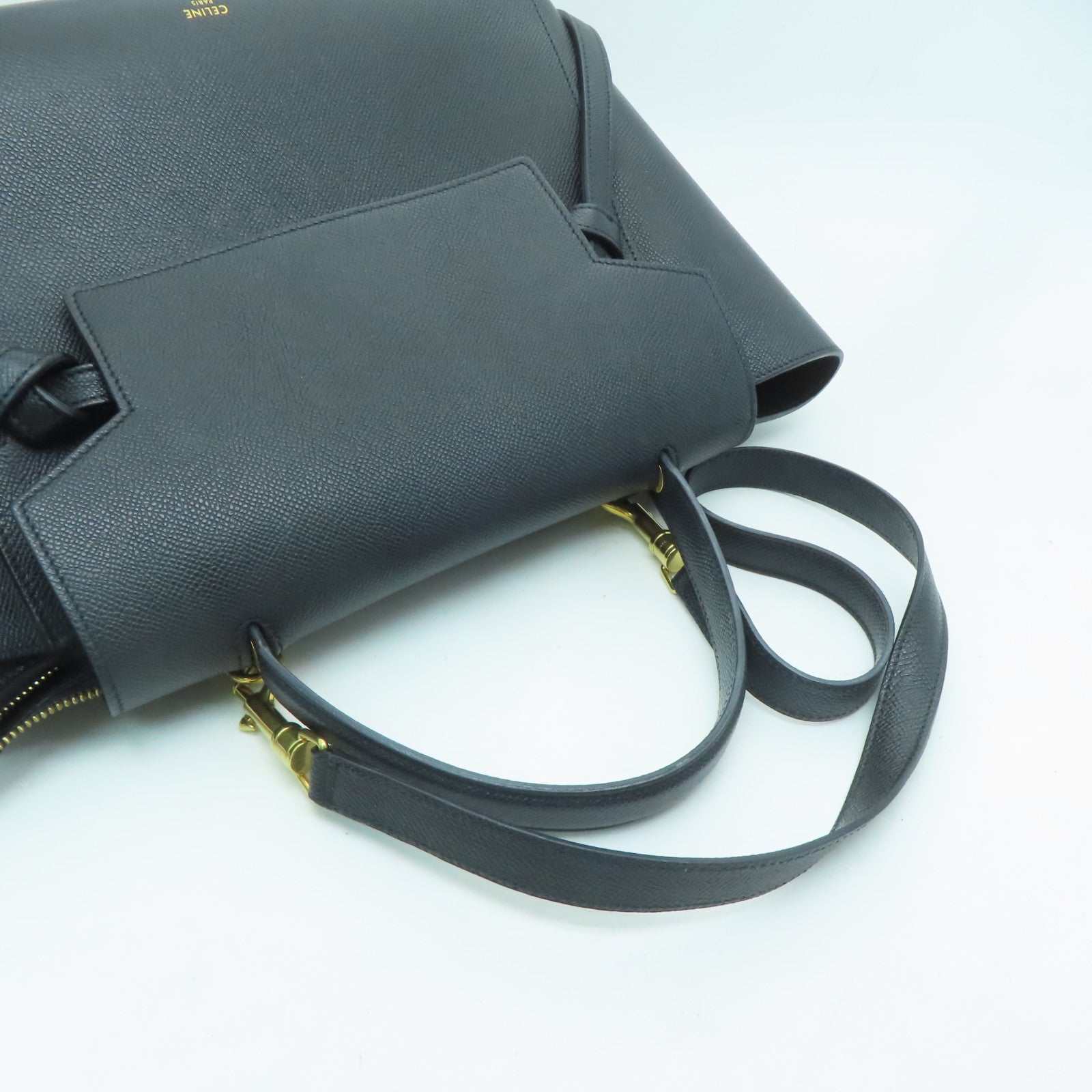 CELINE 【激減優惠】牛皮皮革Belt Bag金扣手挽肩背兩用袋黑色